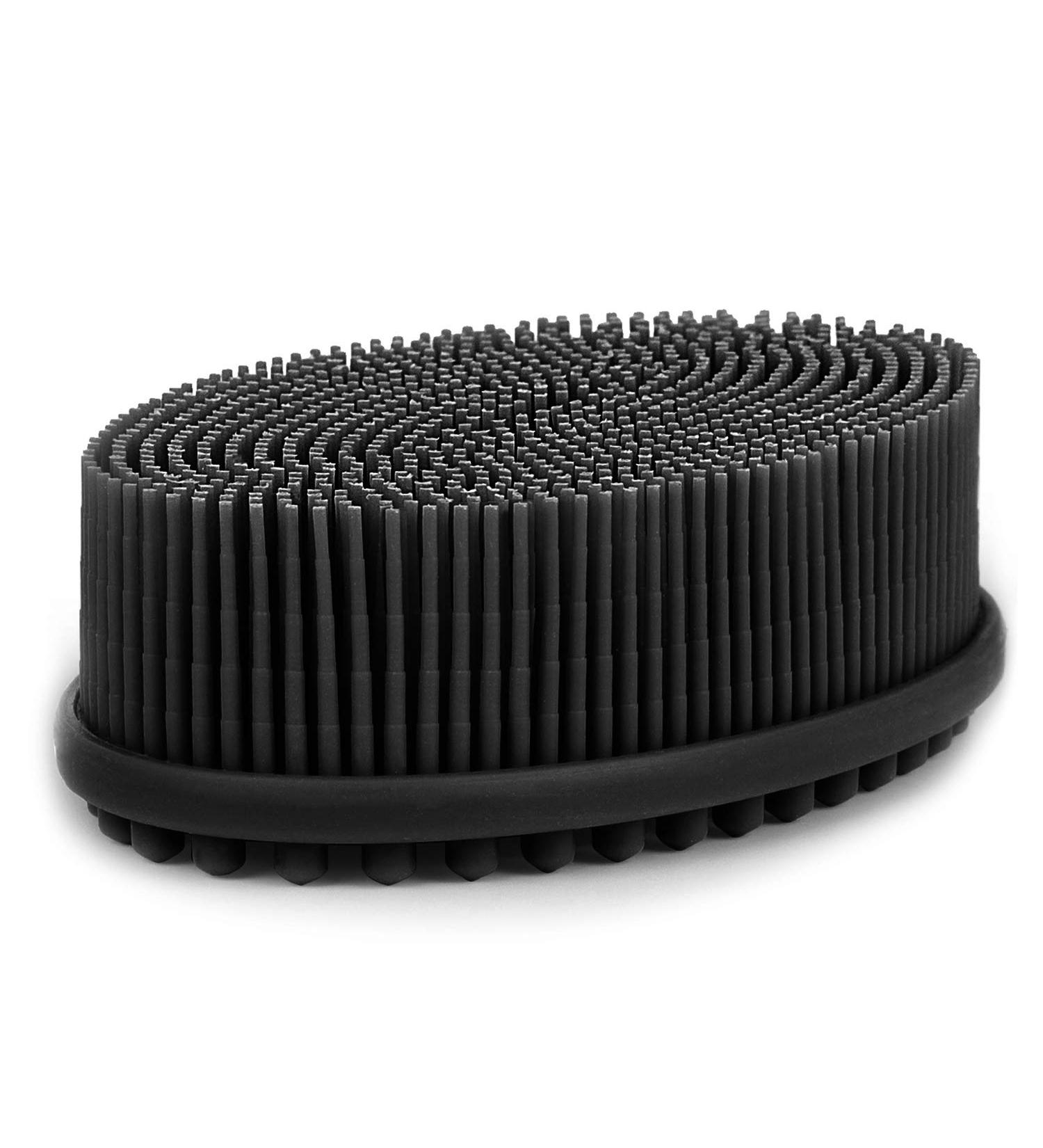 HEETA Silicone Body Brush for Wet Dry Brushing - Gentle Exfoliating & Massage for Softer Glowing Skin - Shower Brush for Women Men Kids (Black) - Buy Online on GoSupps.com