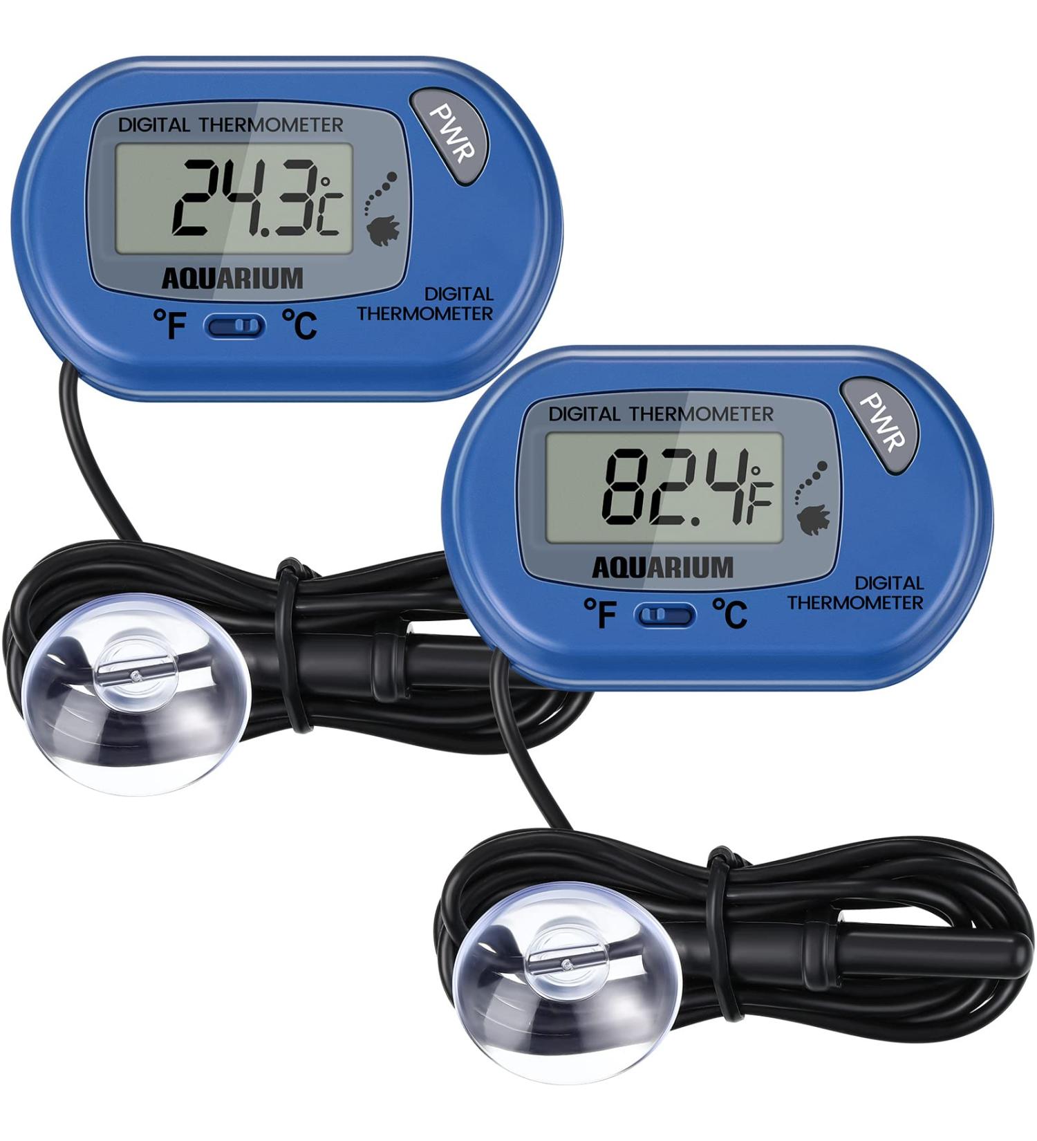 Digital Aquarium Thermometer - 2-Pack LCD Water Temperature Sensors with Suction Cup for Turtle & Fish - Accurate Terrarium Monitoring - Buy Online on GoSupps.com