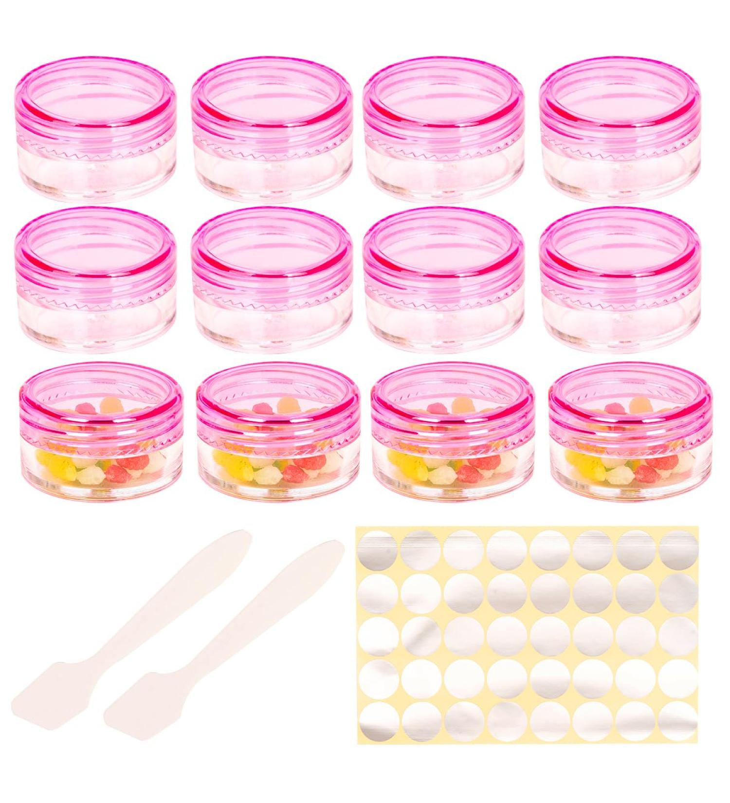 12 Pcs Empty Plastic Cosmetic Jars 5ml Sample Containers Pots Bottles sample pots for cosmetics Travel Cosmetic Jar Pots with Lids travel pots for cream travel cream pots for toiletries Pink-12pcs-5ml - Buy Online on GoSupps.com