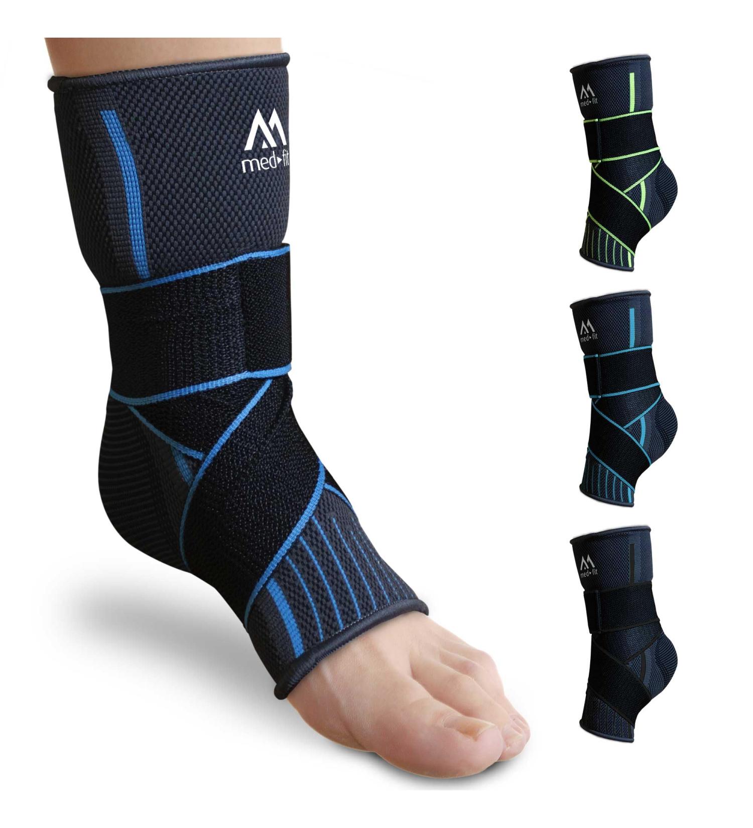 Med-Fit Stride-Flex Ankle Support | 3D Fabric Technology | 360 Compression | Ideal for Ligament Damage, Ankle Sprains, Plantar Fasciitis | Medium Blue (1) - Buy Online on GoSupps.com