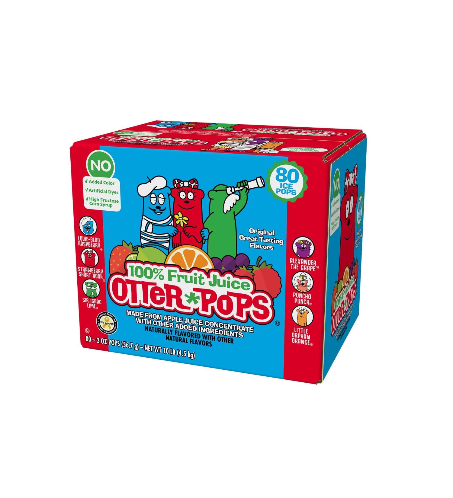 Otter Pops 100% Juice Clean Label Freezer Pops, 80 CT