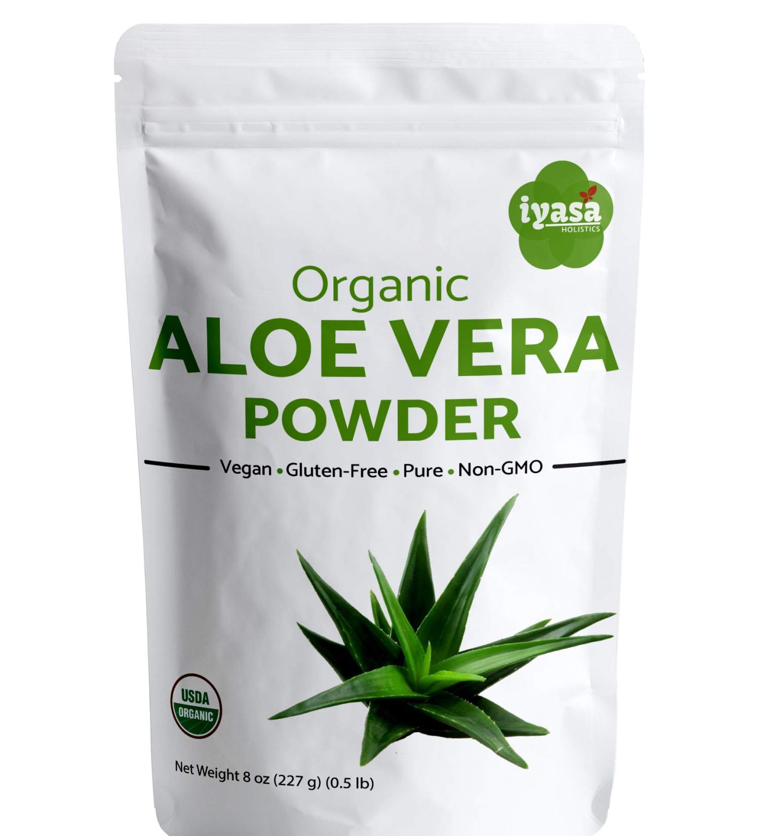 Organic Aloe Vera Powder Aloe Barbadensis for Cooling Face and Hair Mask Natural Moisturizer ONE Resealbale Pack of 8 oz/223 Gram 8.0 ounces - Buy Online on GoSupps.com
