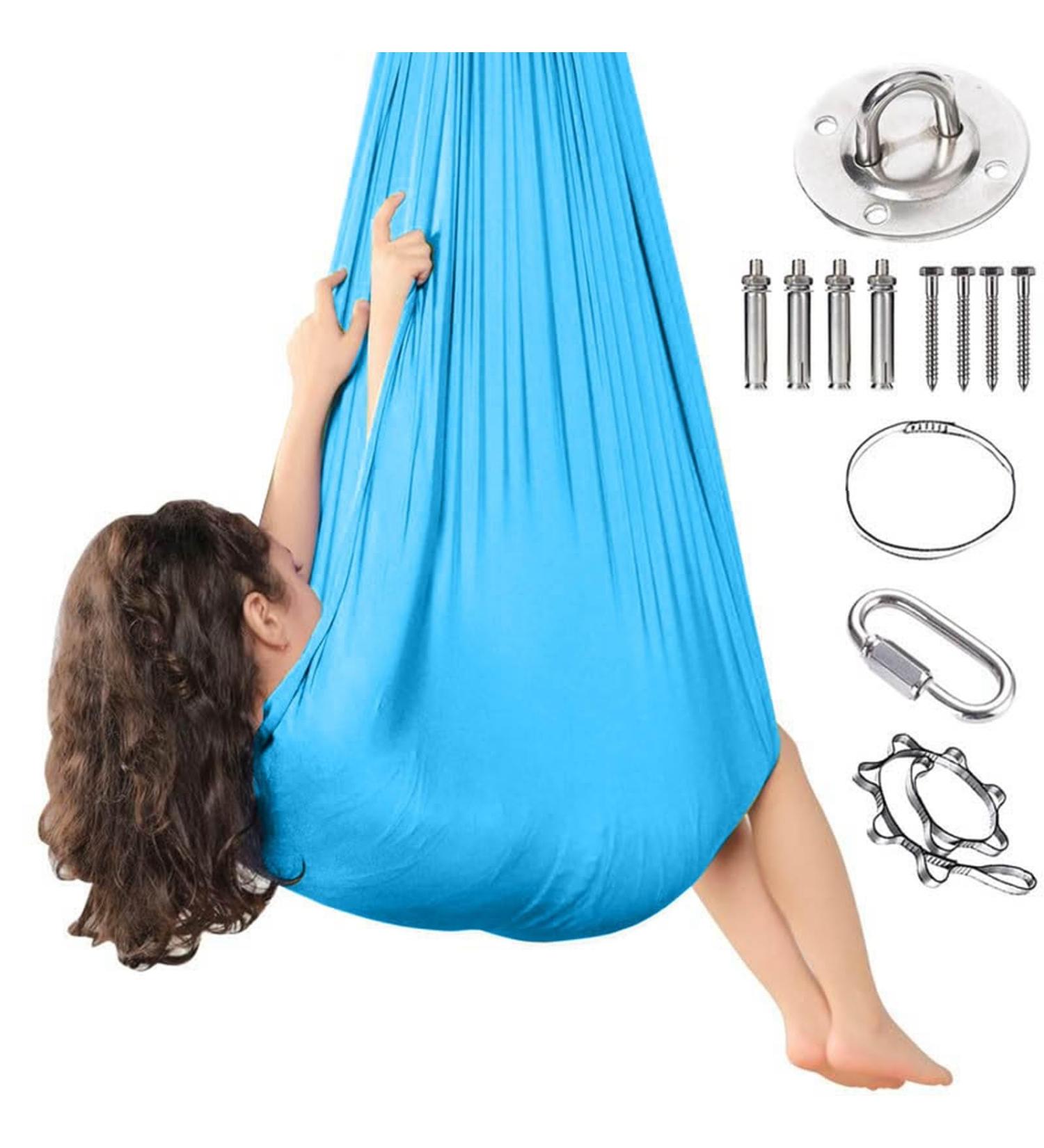 Children's Sensory Full Body Socks for Girls | Stretchy Breathable Body Sox for Autism Stress Relief | 280x100cm Sky Blue - Buy Online on GoSupps.com