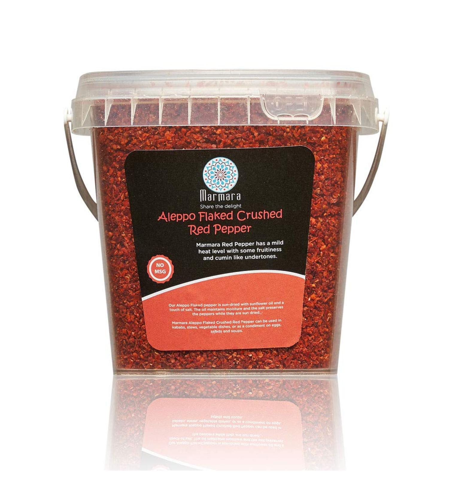 Marmara Foods Aleppo Flaked Red Pepper 8oz - Bulk All Natural Chili Flakes | Mild Heat Spice for Any Dish | No Preservatives & MSG-Free - Buy Online on GoSupps.com
