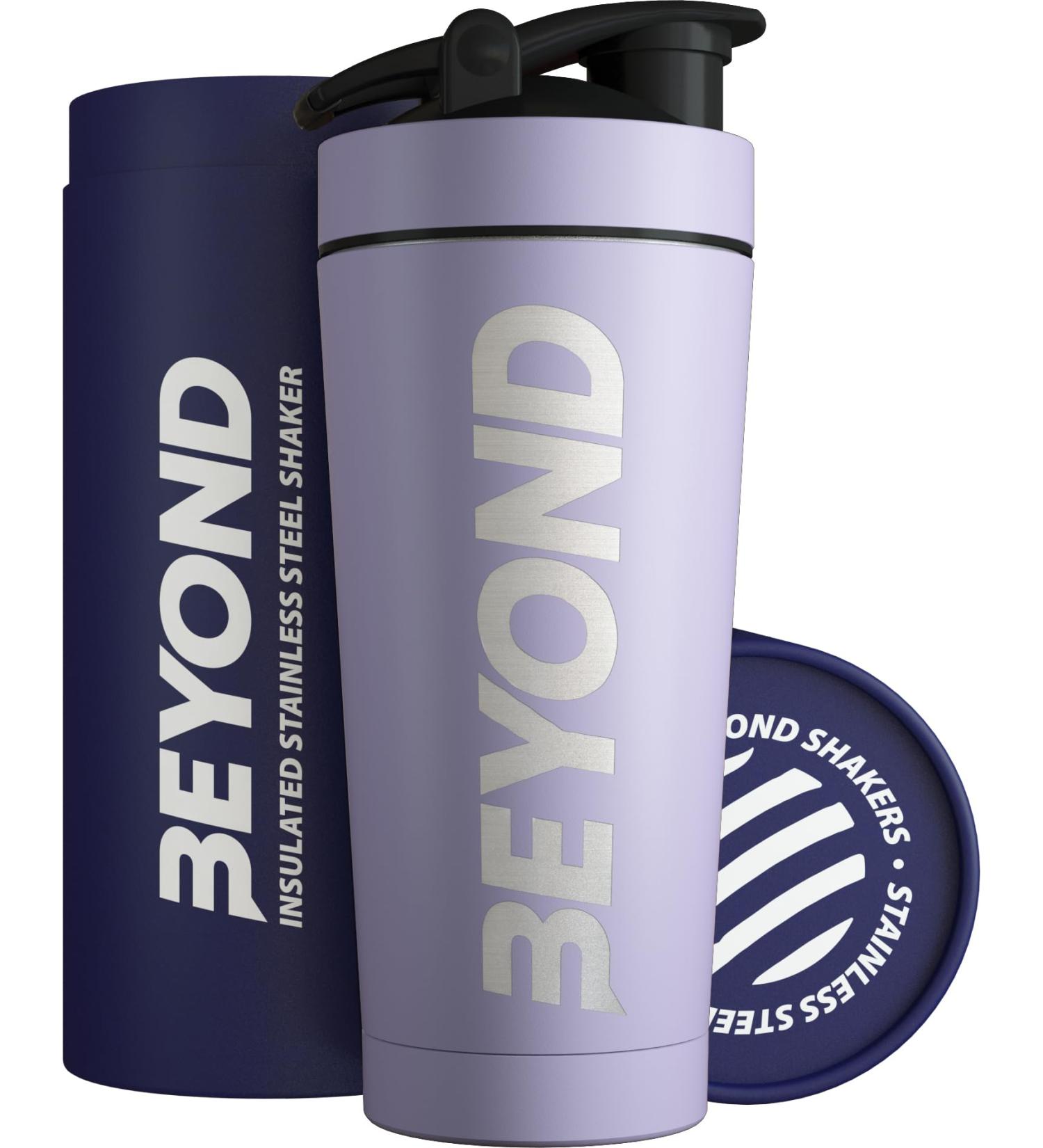 Beyond Fitness Premium Stainless Steel Protein Mixer Shaker Bottle - Insulated, BPA Free, Lilac - Buy Online on GoSupps.com