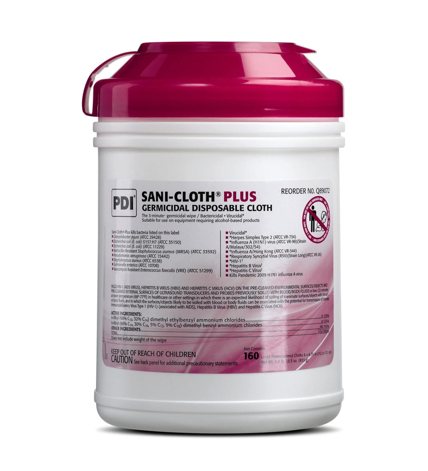 PDI Sani-Cloth Plus - Large Germicidal Disposable Cloth - 160 Count - Buy Online on GoSupps.com