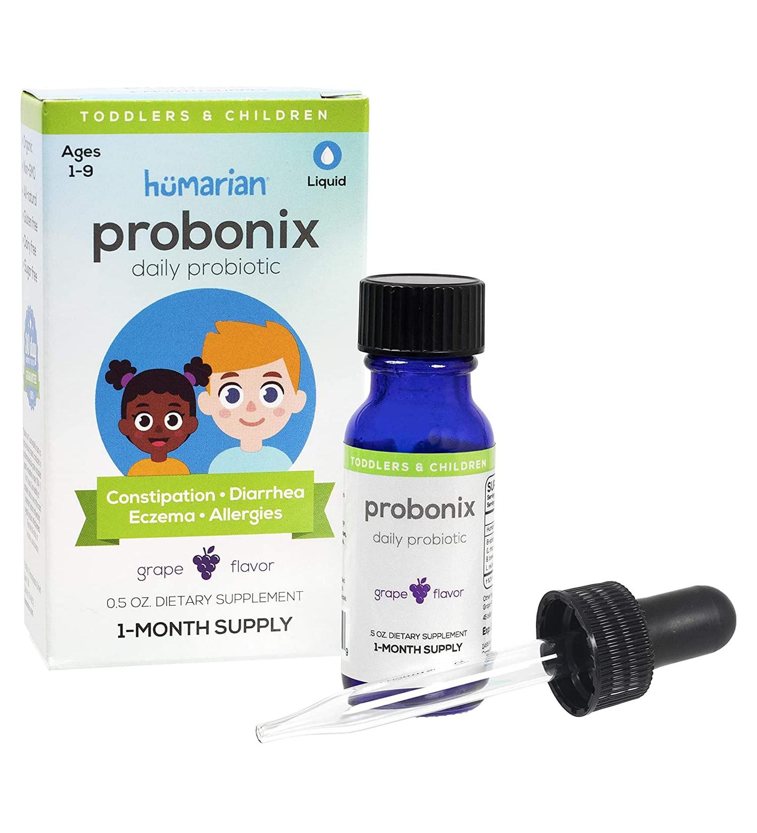 Probonix Kids Probiotic for Toddlers & Children - Organic Non-GMO Liquid Drops 1-Month Supply 8 Live Strains for Gut Health Grape Flavor - Buy Online on GoSupps.com
