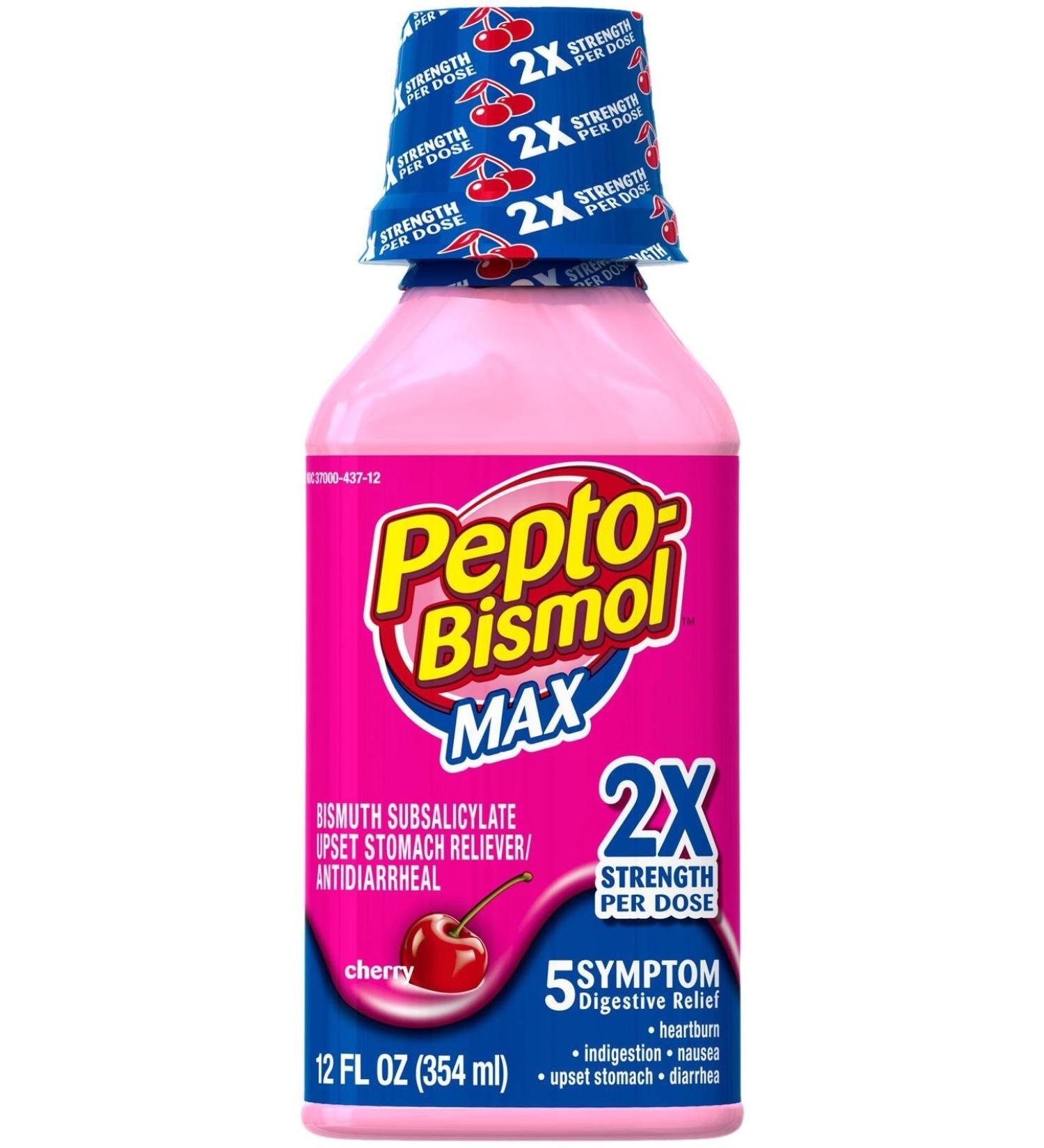 Pepto-Bismol Max Strength Liquid Cherry | 12oz Bottle - Buy Online on GoSupps.com