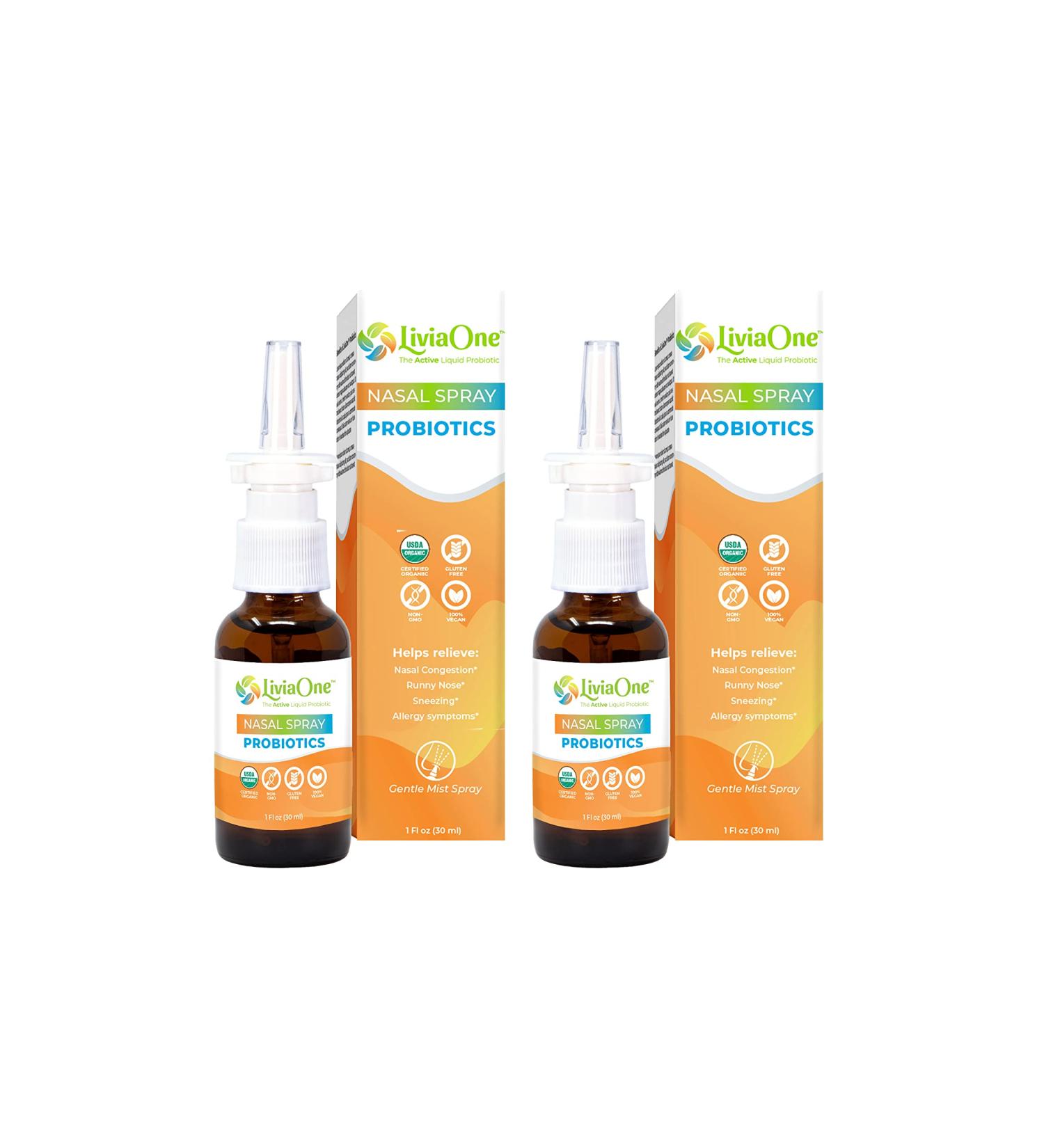 LiviaOne Nasal Spray - All-Natural Plant Based Probiotic Sinus Spray - 1 Fl Oz (Pack of 2) - Buy Online on GoSupps.com