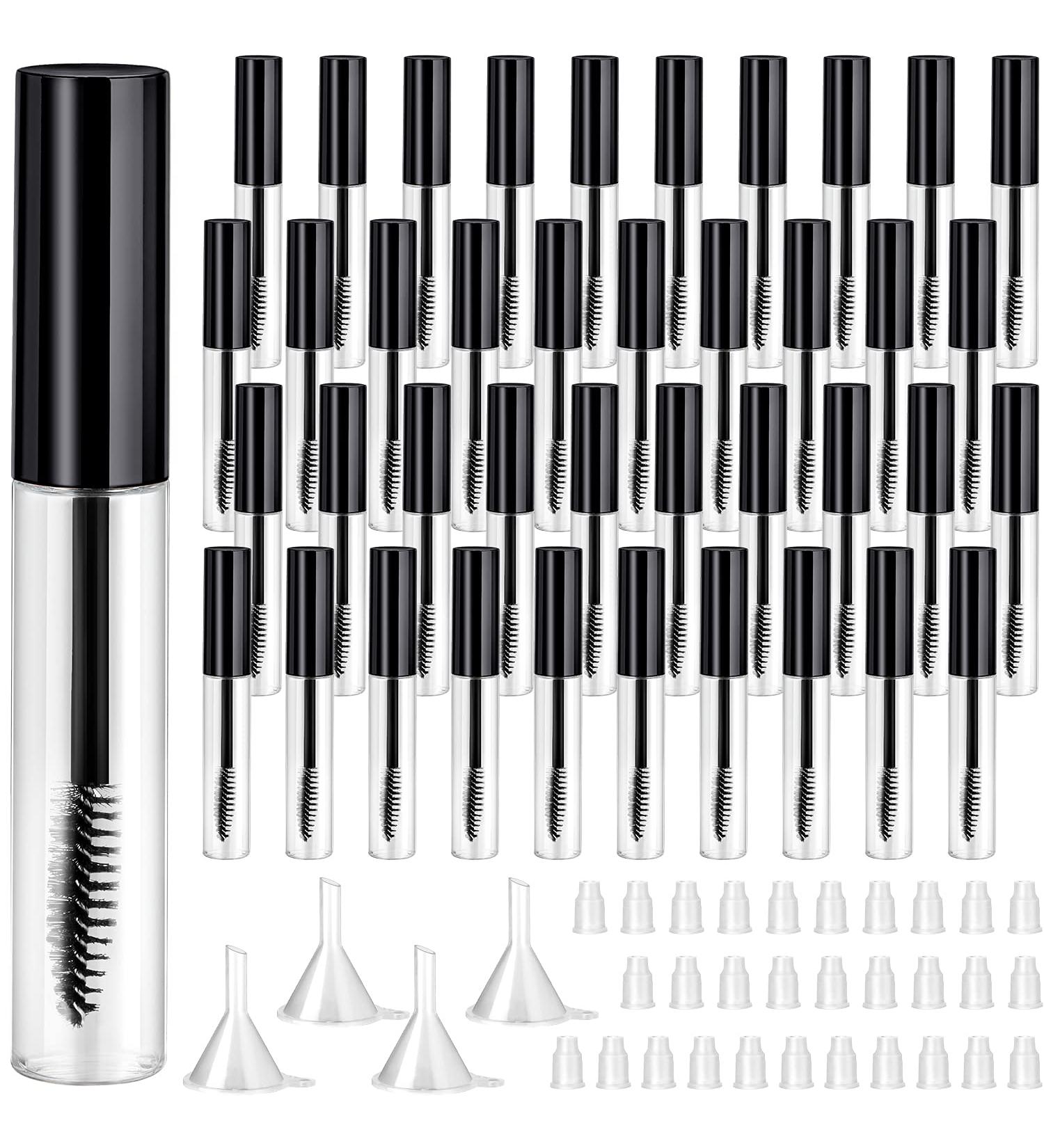 40pc 10ml Empty Mascara Tubes w/ Funnels - DIY Eyelash Wand & Castor Oil Container (Black) - Buy Online on GoSupps.com