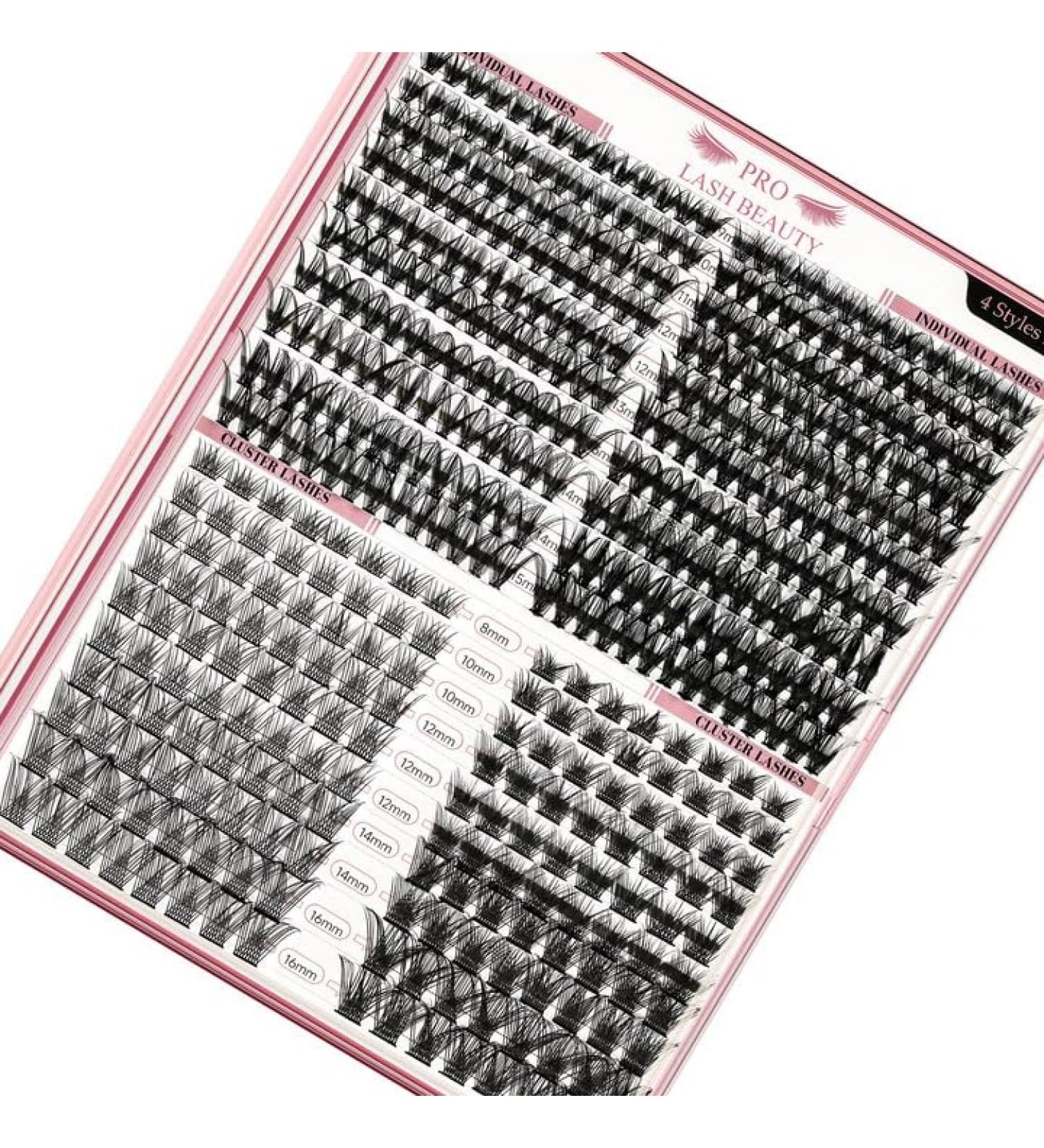 PRO 440 Pcs Cluster Lashes 4 Styles Lash Clusters DIY Eyelash Extension 30D 40D Individual Lashes Thin Band Easy to Apply at home Lashes(4 Styles 8-16mix) 8-16 mix 4 Styles (440 Pcs) - Buy Online on GoSupps.com