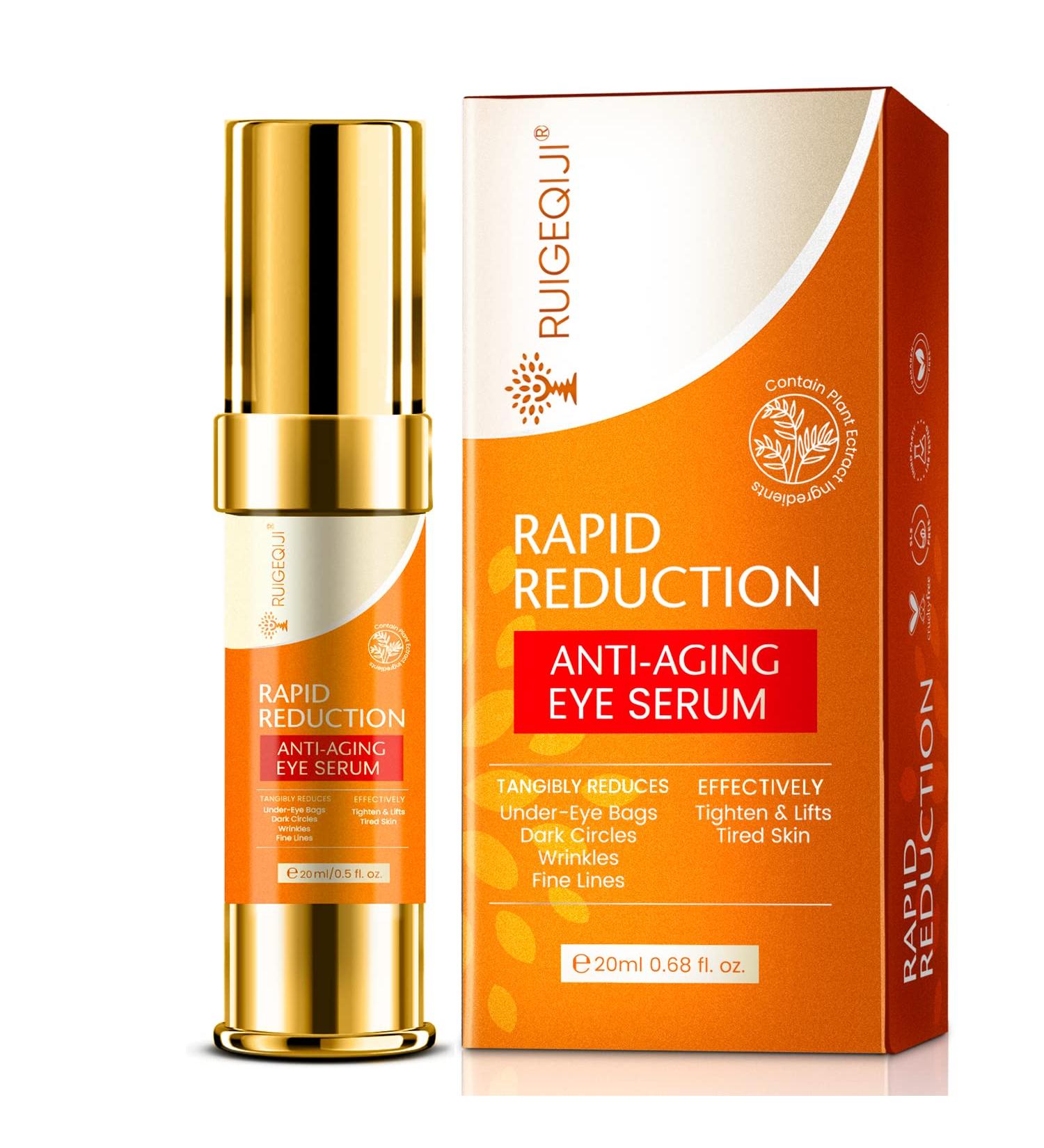 RUIGEQIJI Rapid Reduction Eye Serum Puffy Eyes & Bags Treatment for Men and Women Dark Circle Remover & Wrinkle Filler 20ml - Buy Online on GoSupps.com