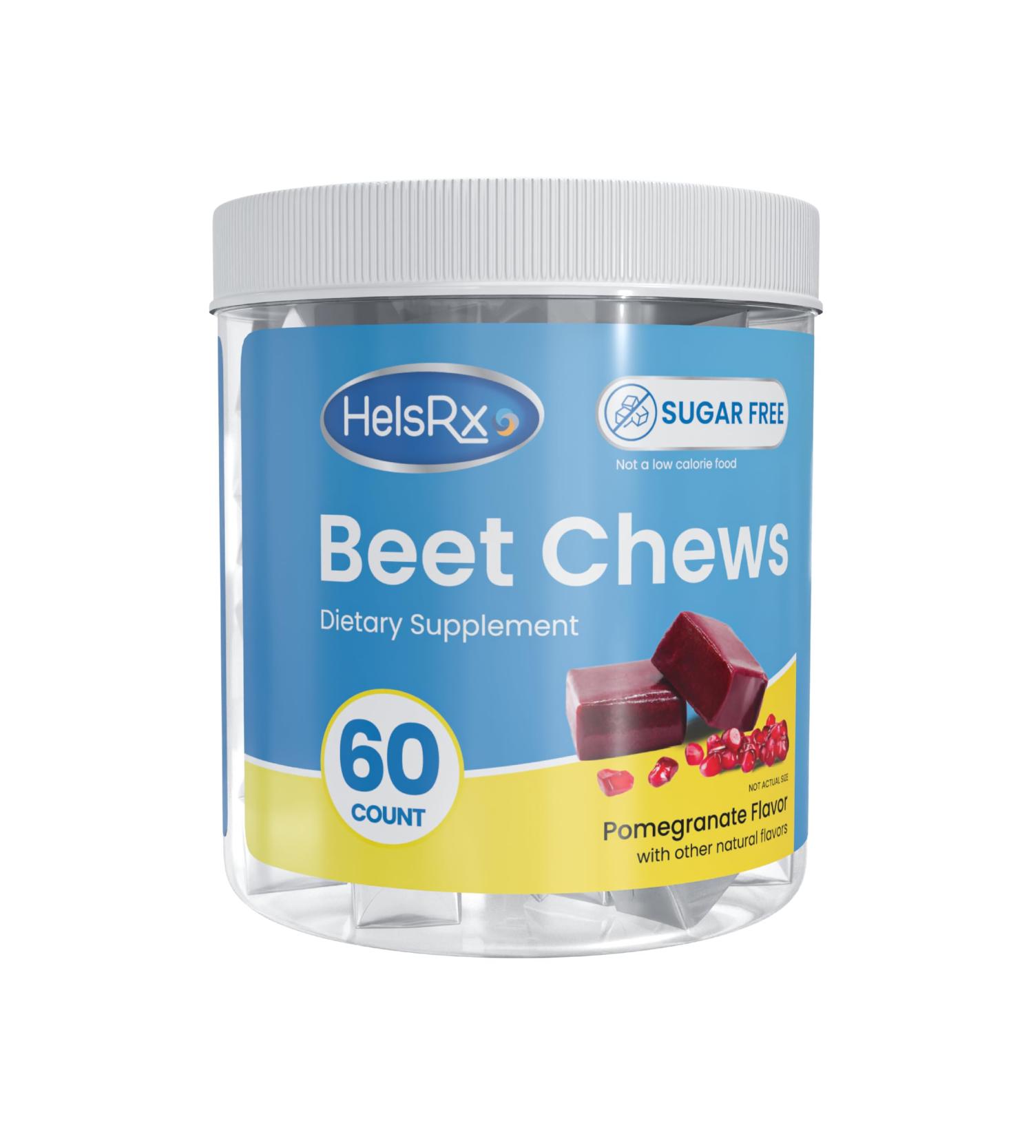 HelsRx Beet Chews Dietary Supplement - Heart Healthy Chews - Blood Pressure Support and Energy - Sugar Free (60 Count) - Buy Online on GoSupps.com
