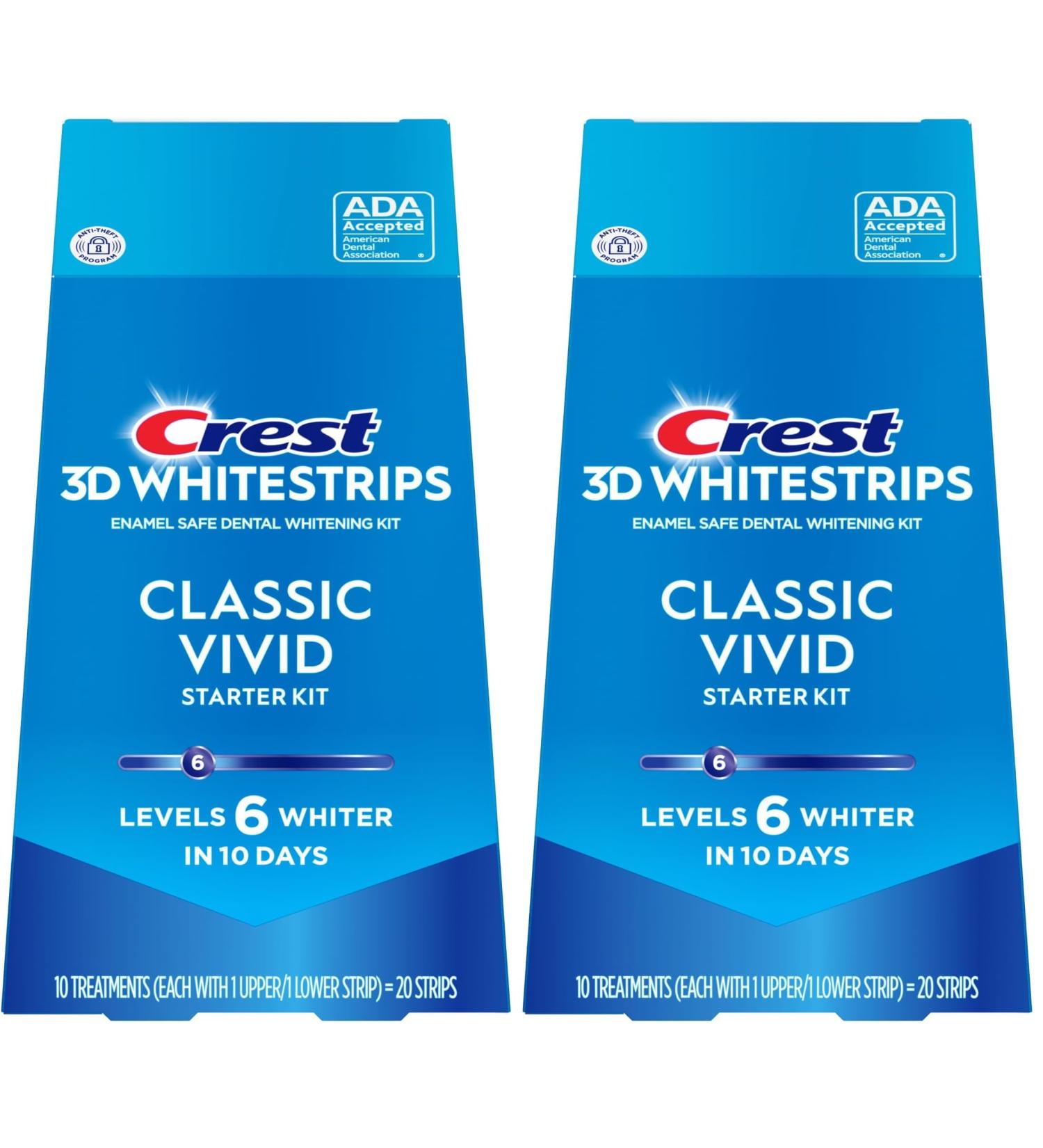 Crest 3D Whitestrips Classic Vivid Teeth Whitening Strip Kit 20 Strips (10 Count Pack) (Pack of 2) - Buy Online on GoSupps.com