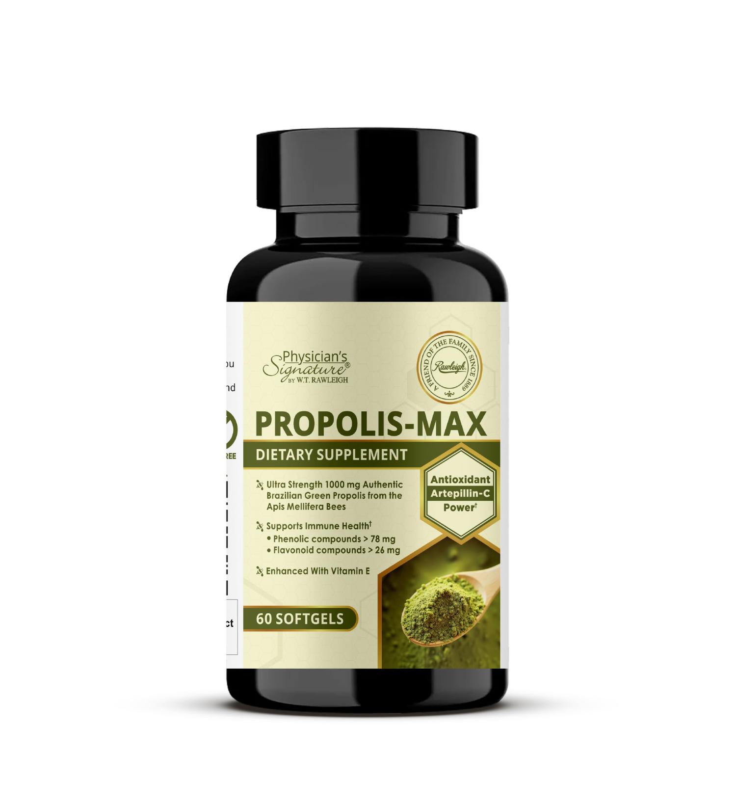 Rawleigh Propolis Max: 60 Vegetarian Softgels - Brazilian Green Propolis with Phenolic Flavonoid & Artepillin C Compounds & Vitamin E - Supports Immunity Wellness - Buy Online on GoSupps.com