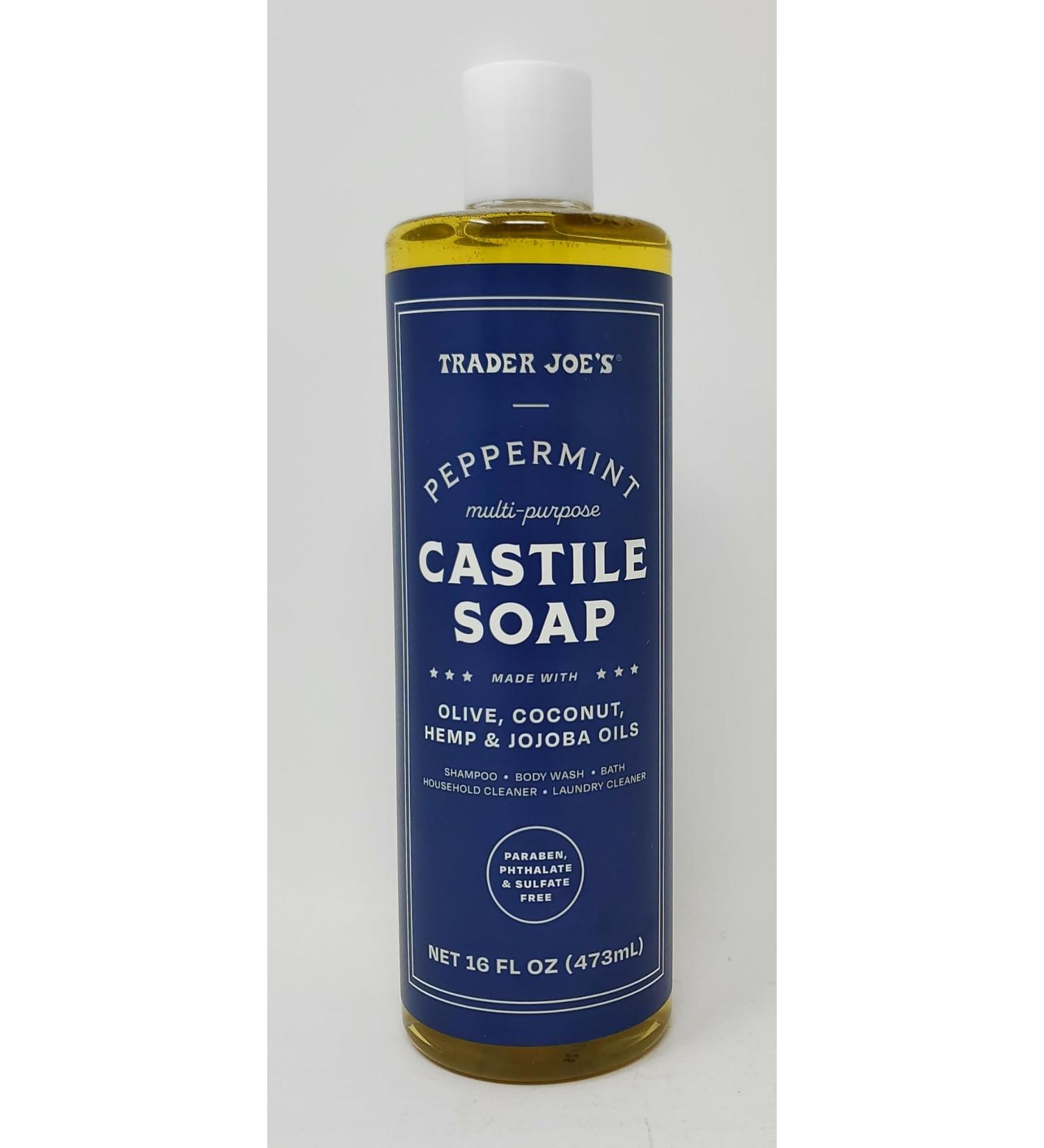 Trader Joe's Peppermint Multi-Purpose Castile Soap - Olive Coconut Hemp & Jojoba Oils - 16 fl oz (Pack of 1) | Buy Internationally - Buy Online on GoSupps.com