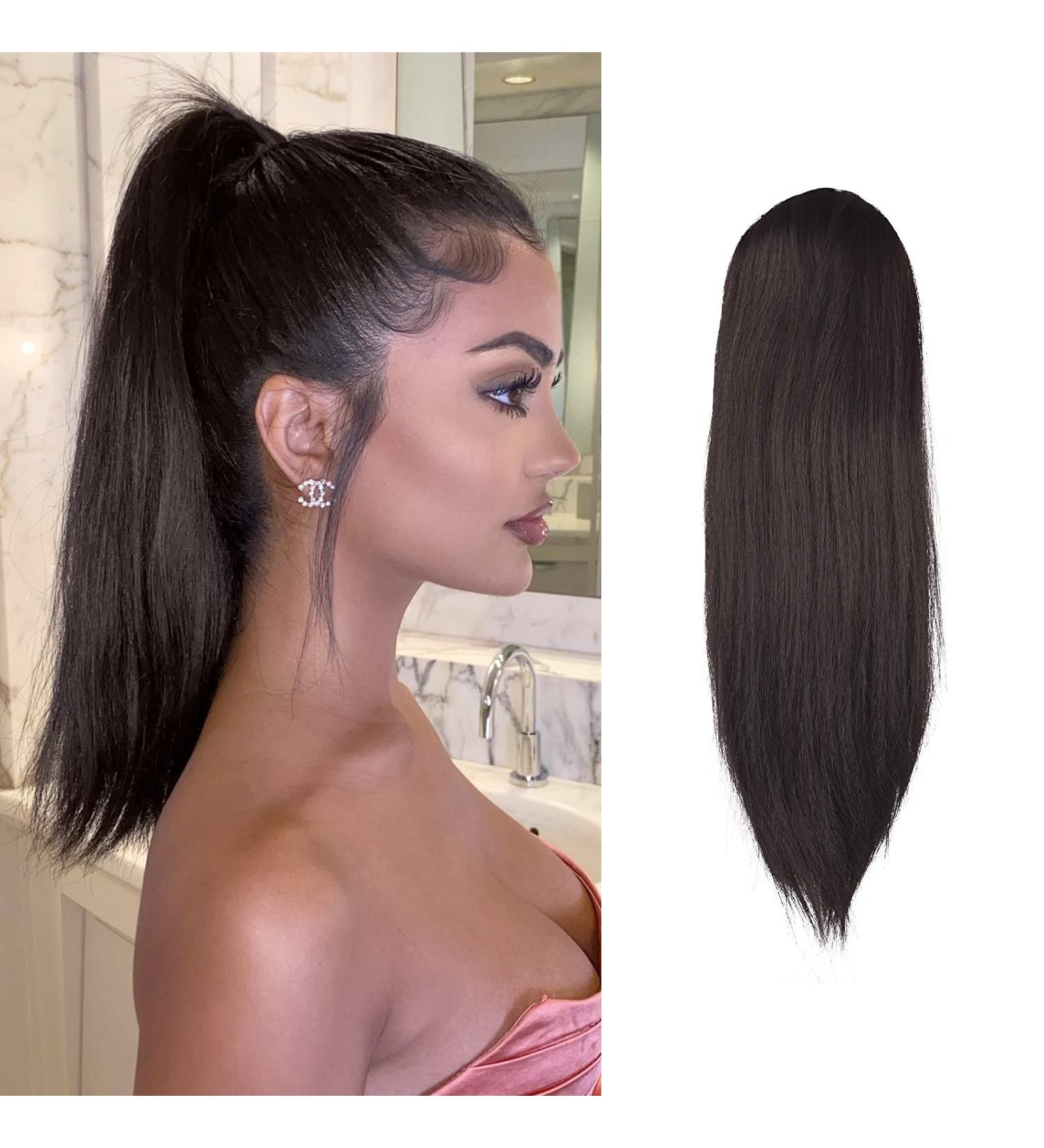 FESHFEN Straight Drawstring Ponytail Extension Natural Synthetic Long Pony Tails Hairpieces Clip in Ponytails Extensions for Women Girls Medium Brown 12 inch 12 Inch (Pack of 1) Medium Brown 6#-Drawstring - Buy Online on GoSupps.com