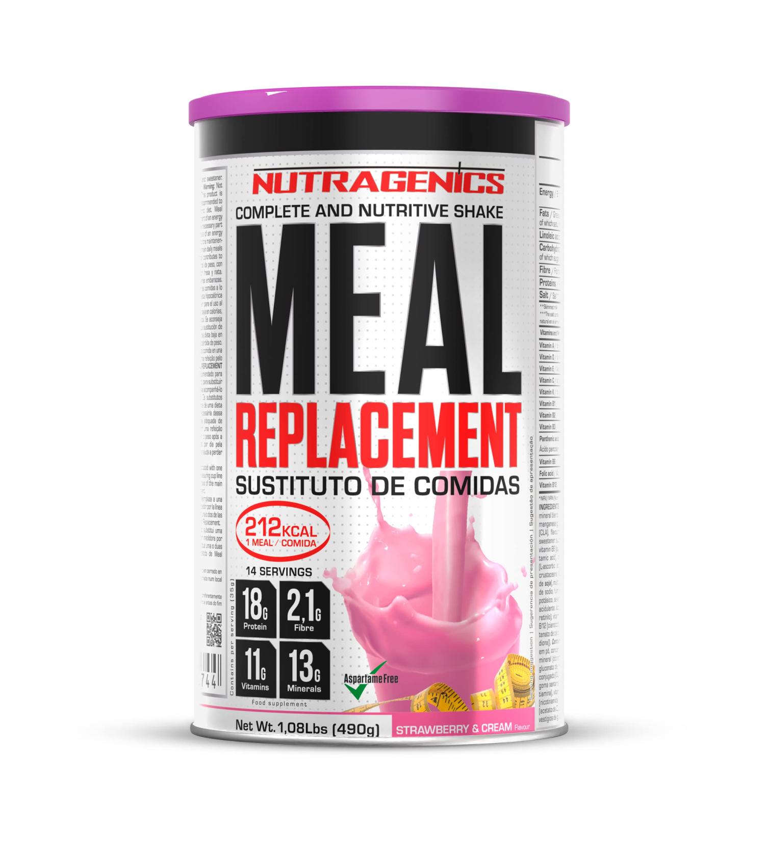 NUTRAGENICS Nutragenics Meal Replacement - Beaten Food Substitute - Slimming Food Substitute - Dinner Replacement - Food Replacement - 490g (Fresa)