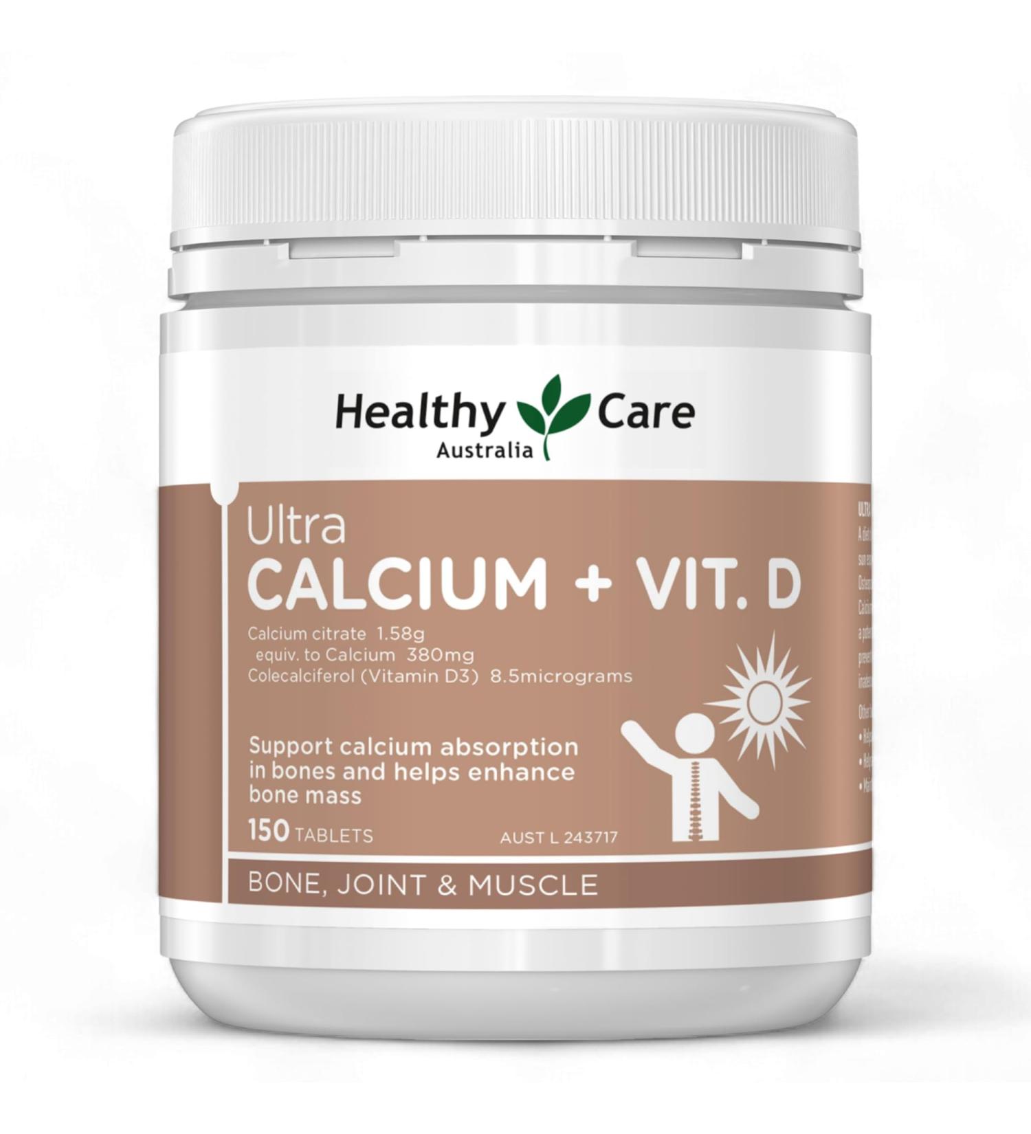 Healthy Care Ultra Calcium Plus Vitamin D 150 Tablets - Buy Online on GoSupps.com
