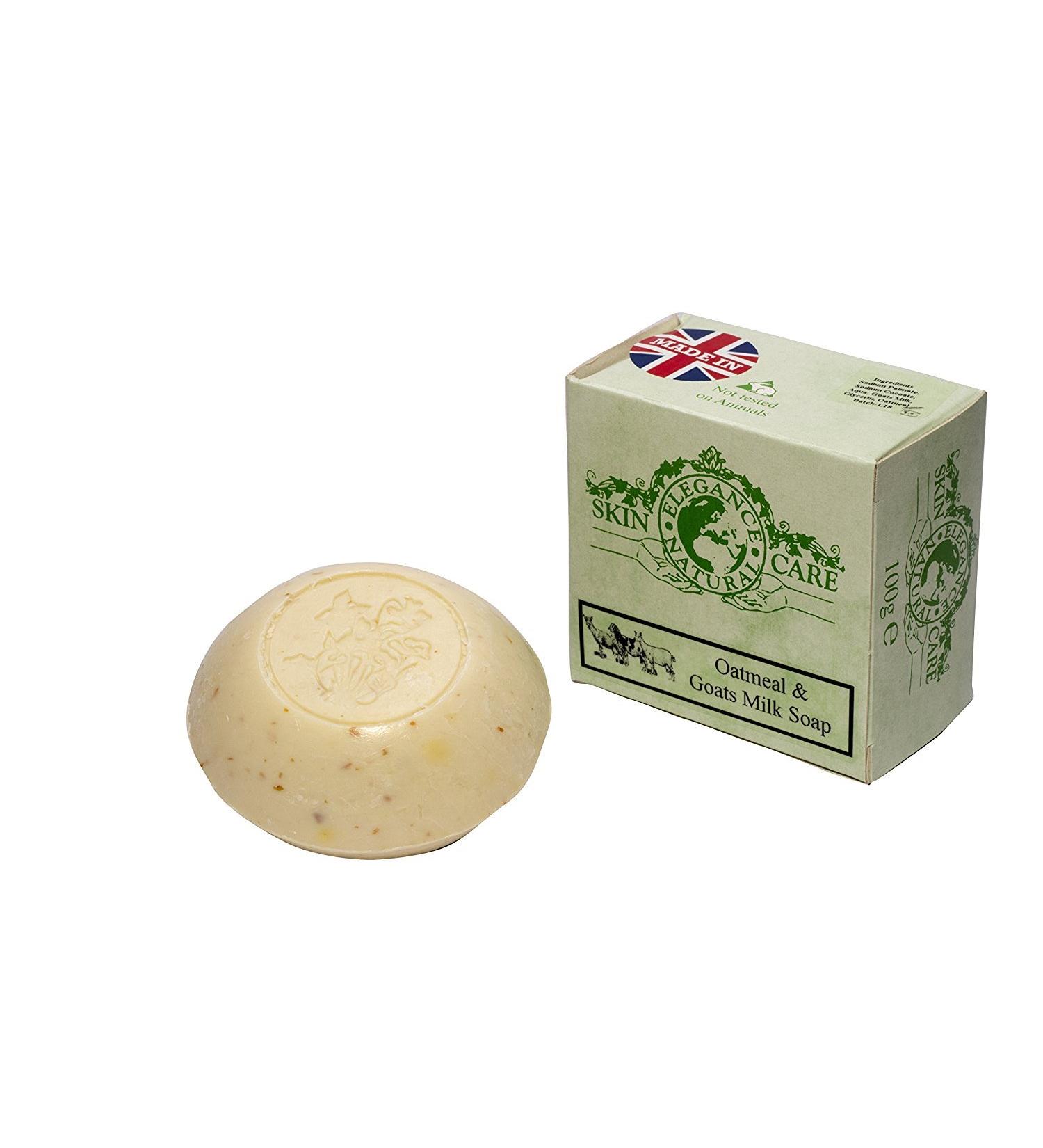 Goats Milk and Oatmeal Soap 100g Triple Milled Hand Made by Elegance Natural Skin Care for Sensitive Skin Psoriasis Eczema Dry Skin Dermatitis Rosacea