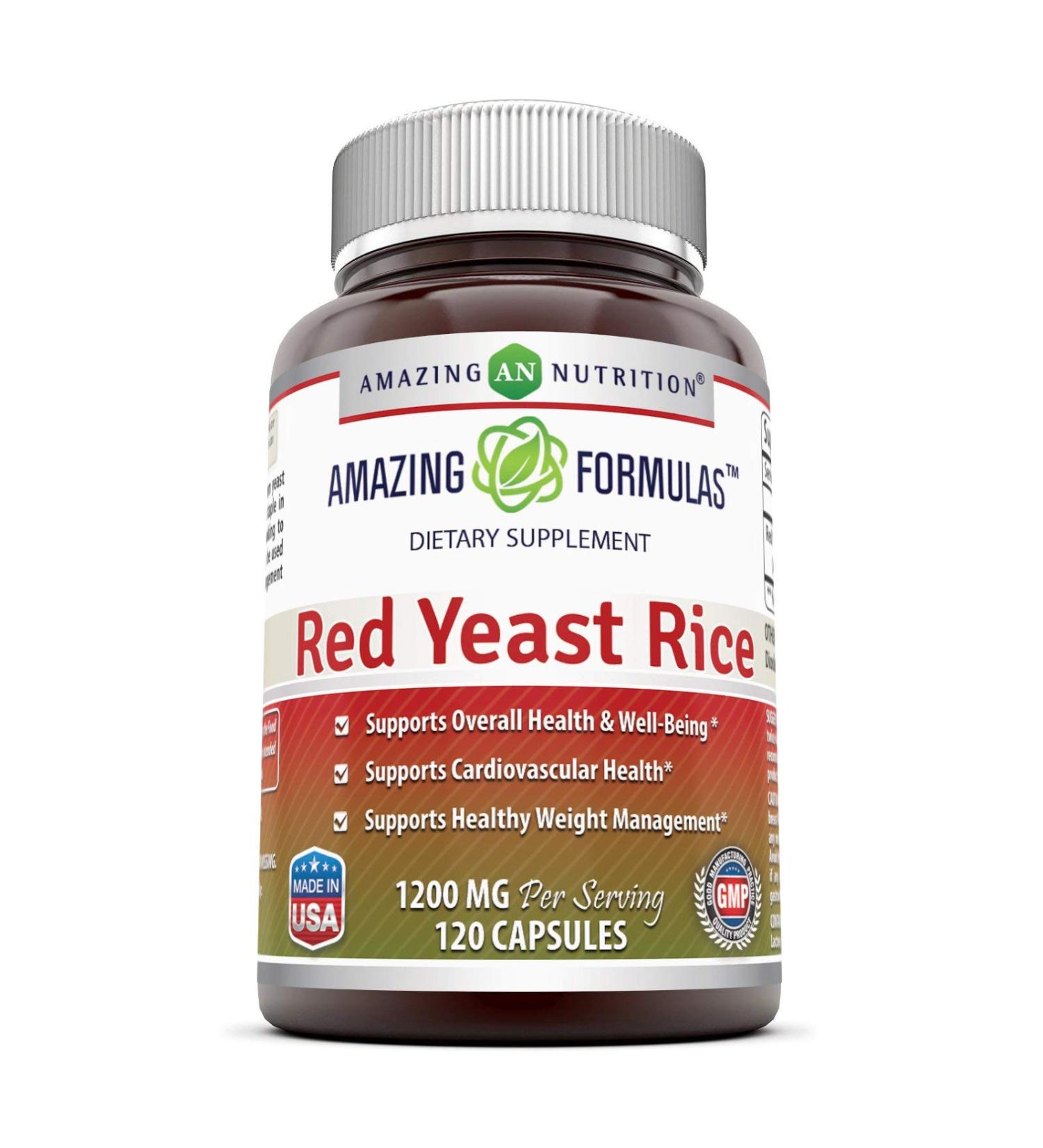 Amazing Formulas Red Yeast Rice 1200mg Capsules - 120 Count Pack for Cholesterol Support - Buy Online on GoSupps.com