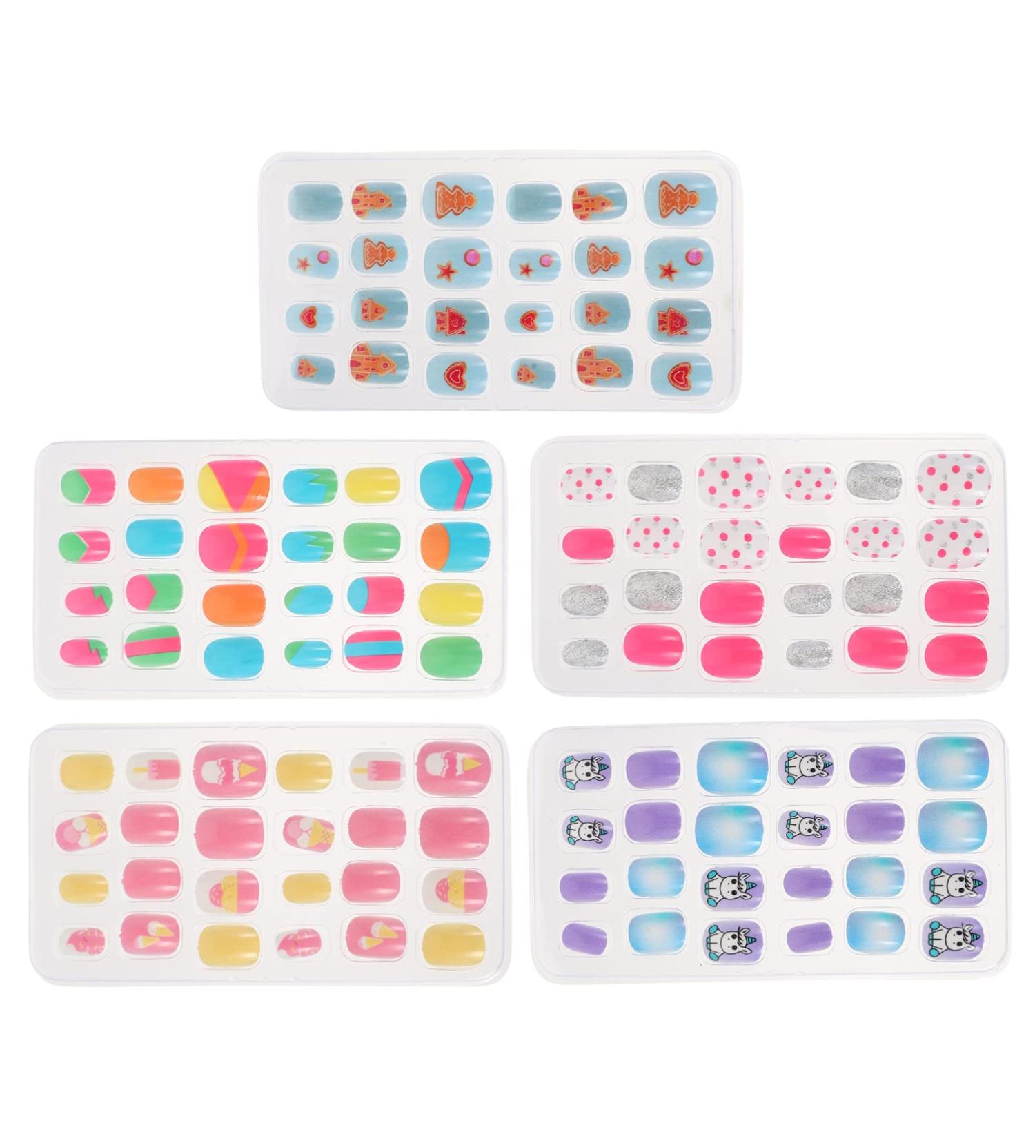 minkissy Fake Nails 5 Boxes Children's s 3d Stickers for Kids Full Cover Child Nail Kids Fake Nail Trendy Stickers Cartoon s Sparkle Stickers Girl Stickers Halloween Nail Set Abs - Buy Online on GoSupps.com