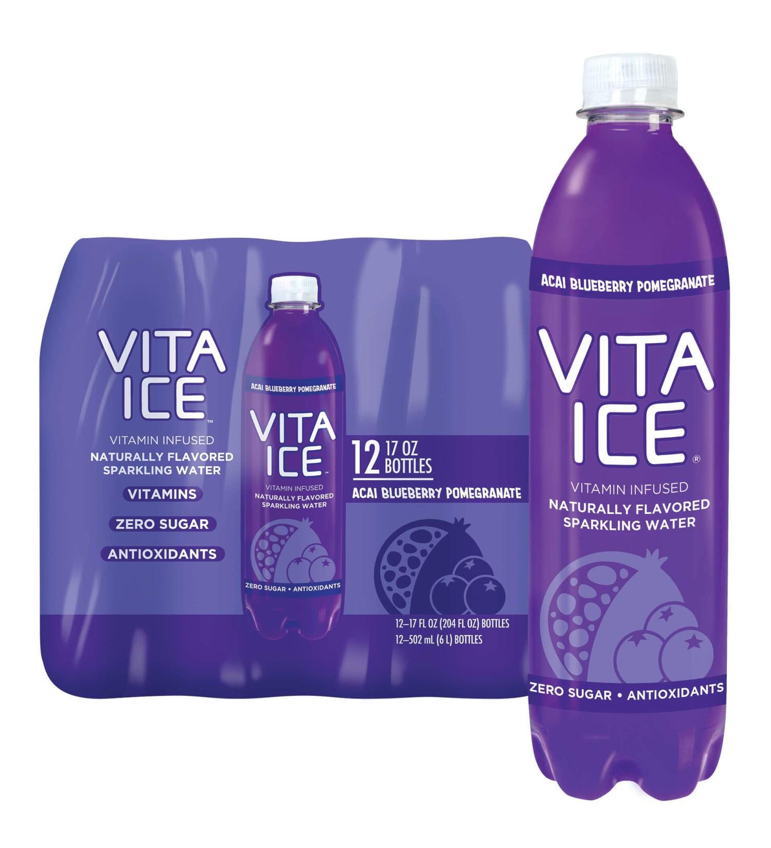 Vita Ice Acai Blueberry Pomegranate 12 Pack 17 oz. Bottles - Refreshing Hydration and Antioxidants - Buy Online on GoSupps.com