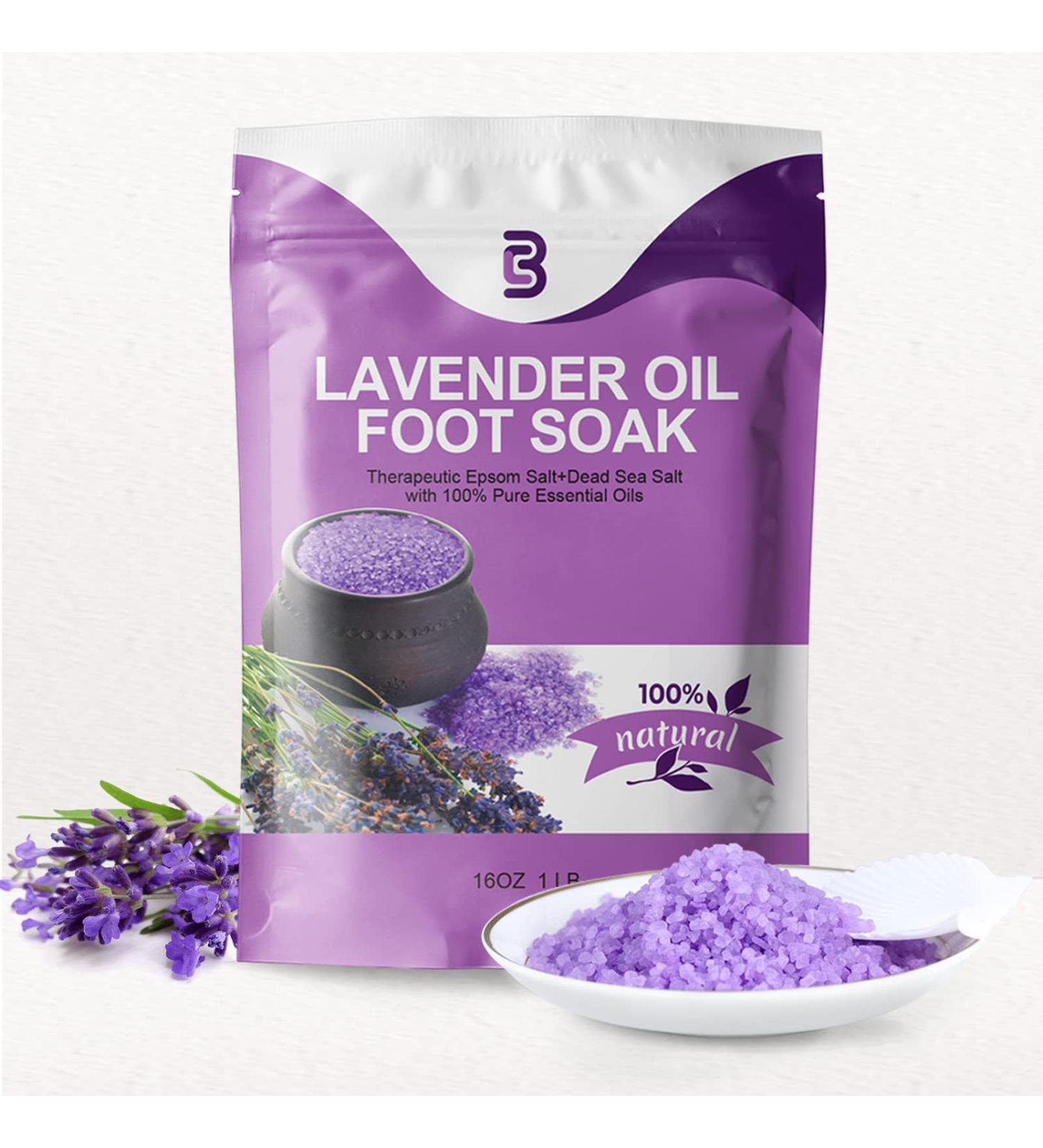 Epsom Salt Lavender 7oz for Pain Relief, Toxin Removal, Softening Calluses | Bath Salts for Women, Relaxing Foot Soak - Buy Online on GoSupps.com