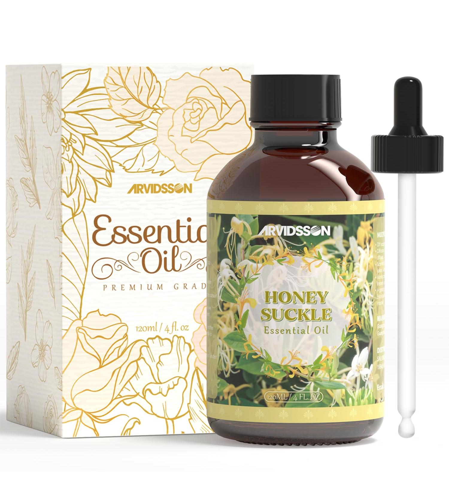 ARVIDSSON Honeysuckle Essential Oil 4 Fl Oz (120ml) Pure & Natural Honeysuckle Oil Aromatherapy Essential Oils for Diffuser Candle Making Room Spray Diffuser Oils Scented Oil Gift for Women - Buy Online on GoSupps.com