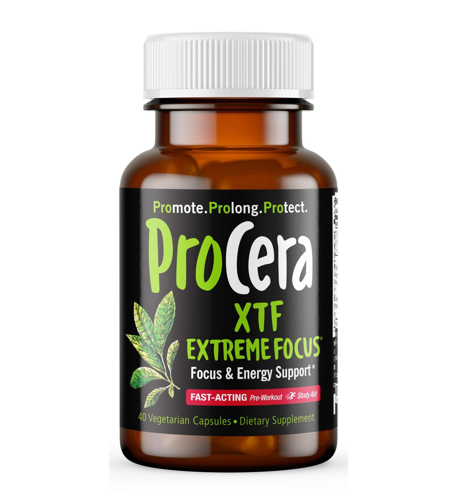 XTF Focus & Energy Pills - Nootropic Brain Booster with Huperzine Acetyl-L-Carnitine Rhodiola Guarana & Caffeine | Energy & Focus Supplement for Peak Performance - Buy Online on GoSupps.com