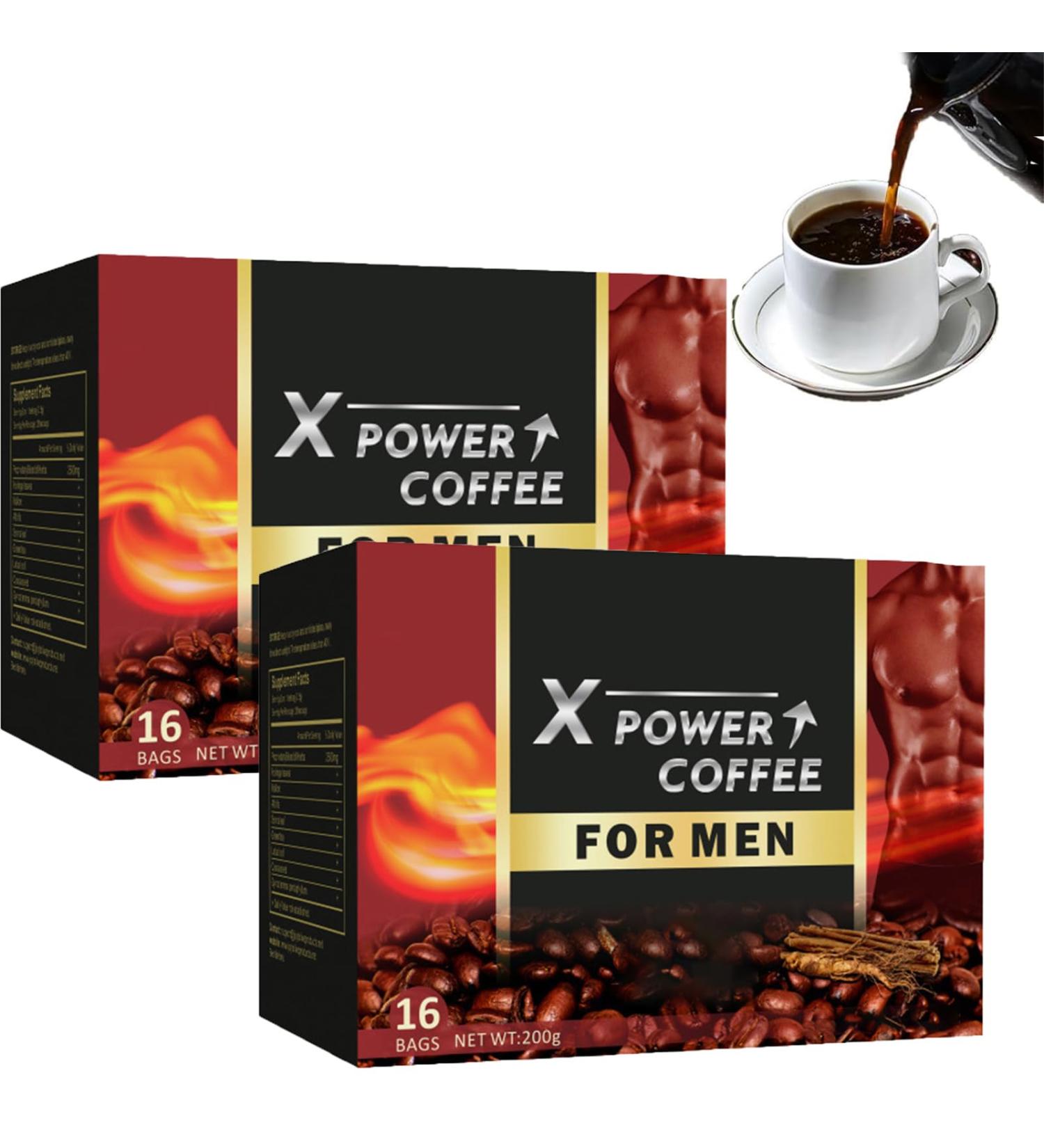 X Power Coffee X Power Coffee for Men Ginseng Maca X Power Coffee for Men Herbal Supplement Coffee Energy Maca for Male Friends (2box) - Buy Online on GoSupps.com