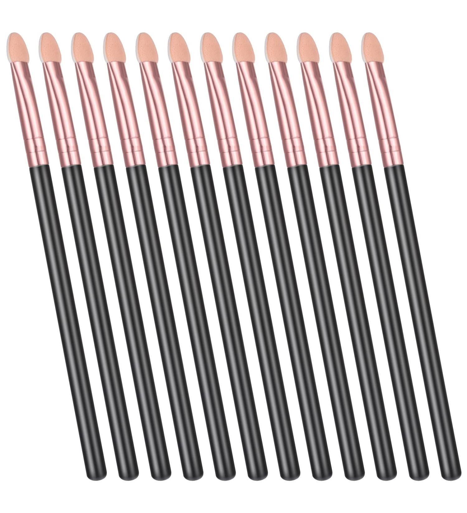 Sibba 12-Piece Party Eyeshadow Brush Set | Double-Sided Sponge Applicators & Beauty Blender for Glitter & Cream | Oval Rose Gold Handles - Buy Online on GoSupps.com