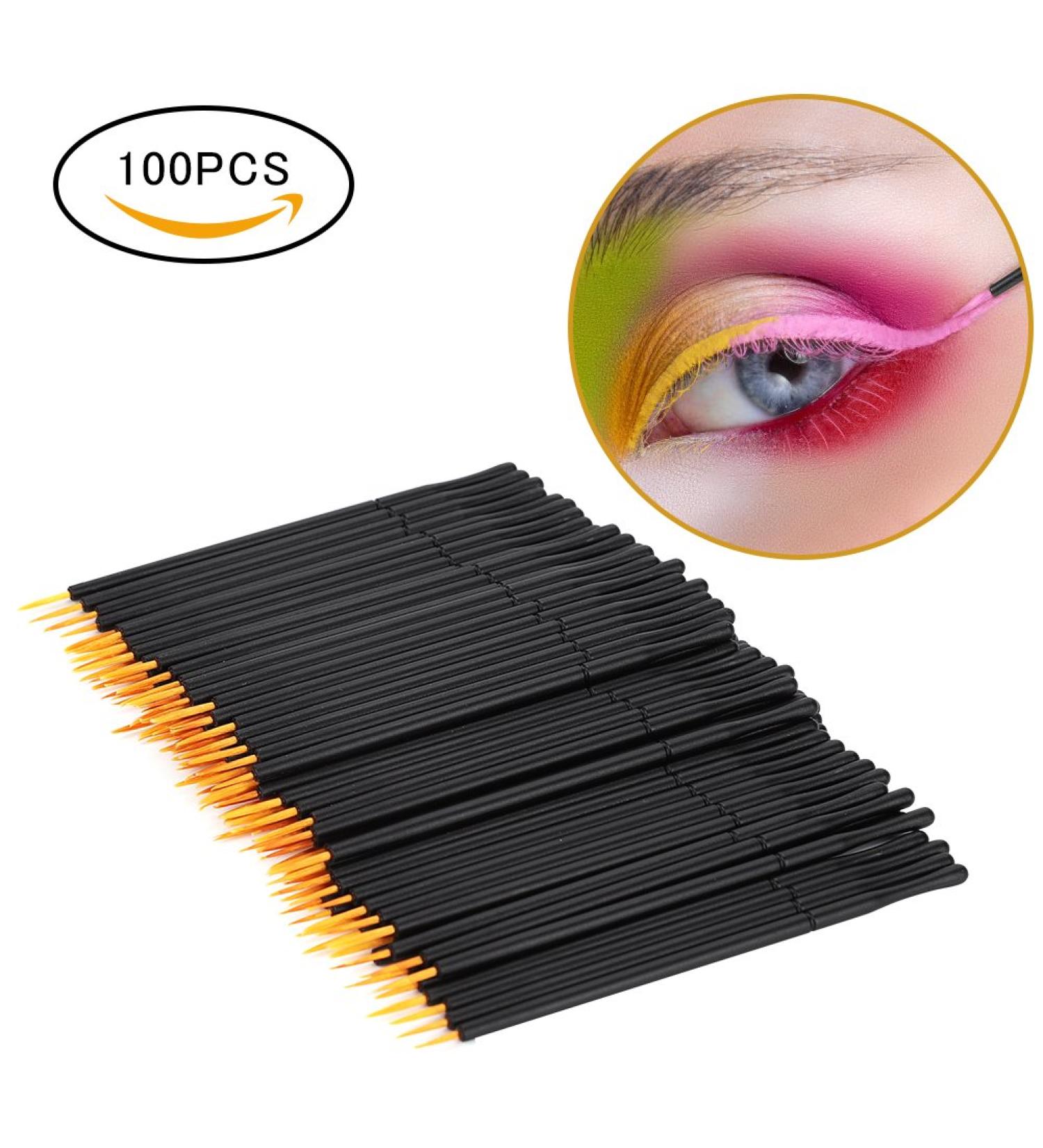100pcs Disposable Eyeliner Brush Set - Hard Head Eyeliner & Eye Shadow Makeup Tools - Perfect for Professional & Home Use - Buy Online on GoSupps.com