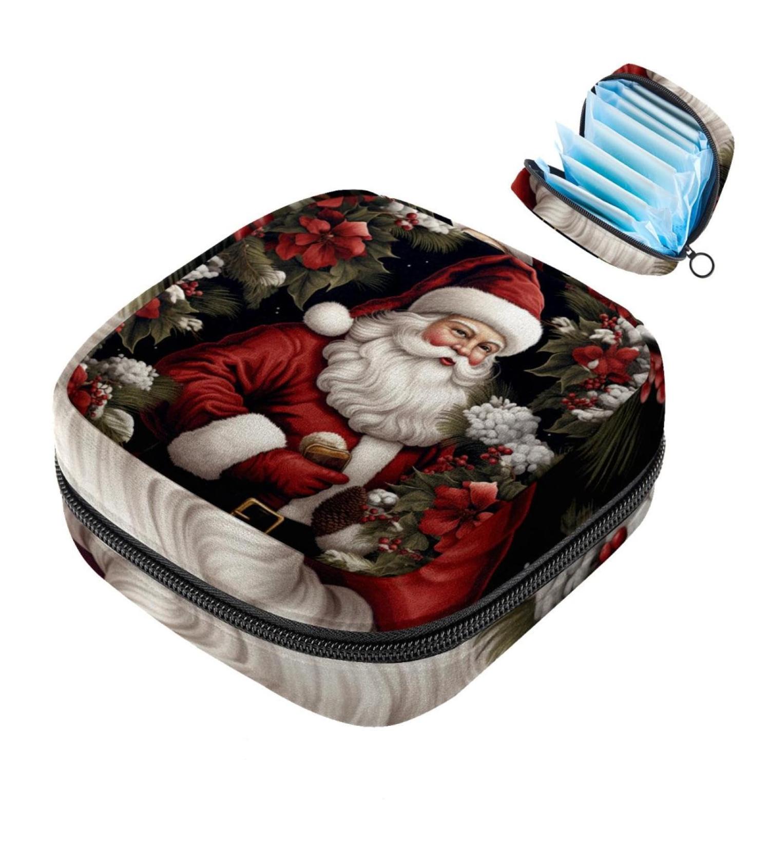 Muoooum Merry Christmas Pattern Menstrual Pad Bag - Portable Pocket for Teen Girls & Women - Zip Closure - Color 5 - Buy Online on GoSupps.com