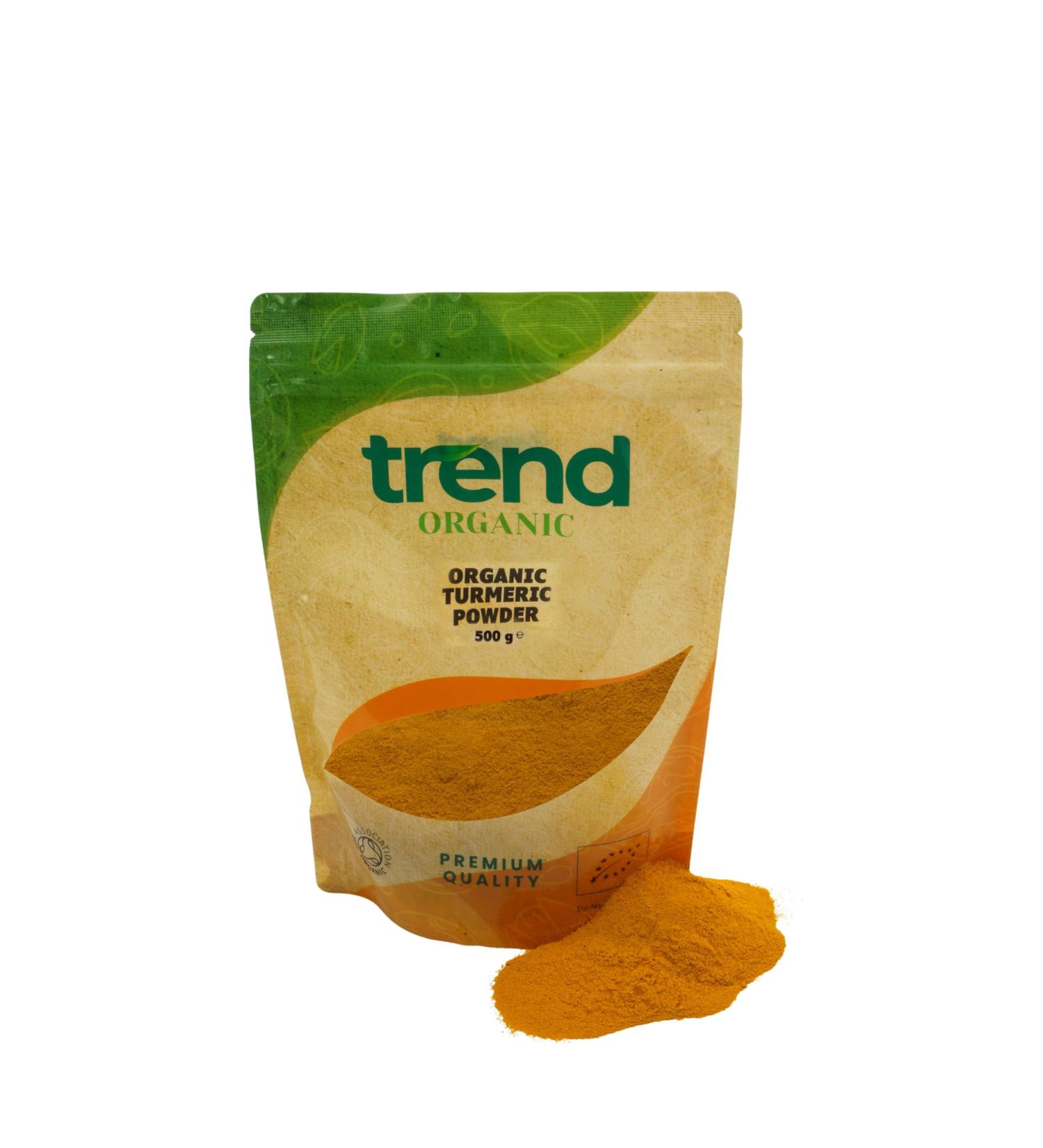 Trend Organic Turmeric Powder Versatile Kitchen Essential Ideal Spice for Baking and Cooking with Earthy Flavour Certified Organic Vegan Non-GMO No Additives No Preservatives Raw 500g