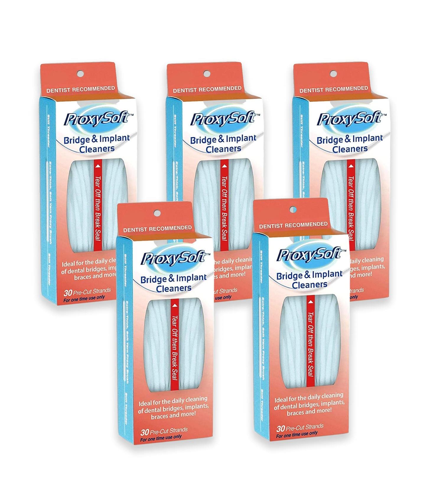 ProxySoft Bridge & Implant Cleaners - 5 Pack (150 Strands) | Effective Dental Care for Implants & Bridges | International Shipping Available - Buy Online on GoSupps.com