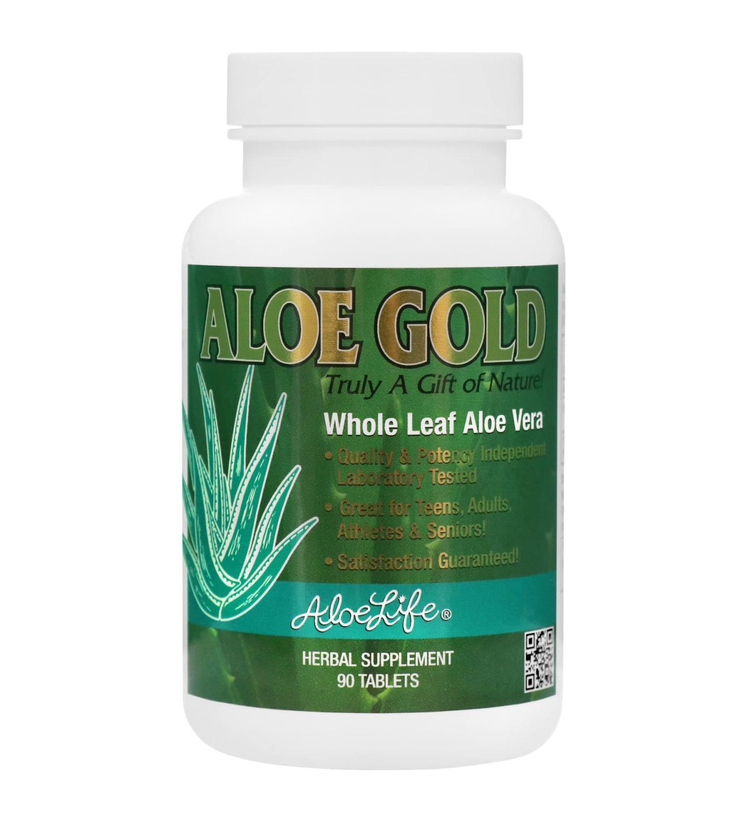 Aloe Life Aloe Gold Tablets - Immune Support & Digestive Health - Certified Organic Aloe Vera - 90 Tablets - Buy Online on GoSupps.com