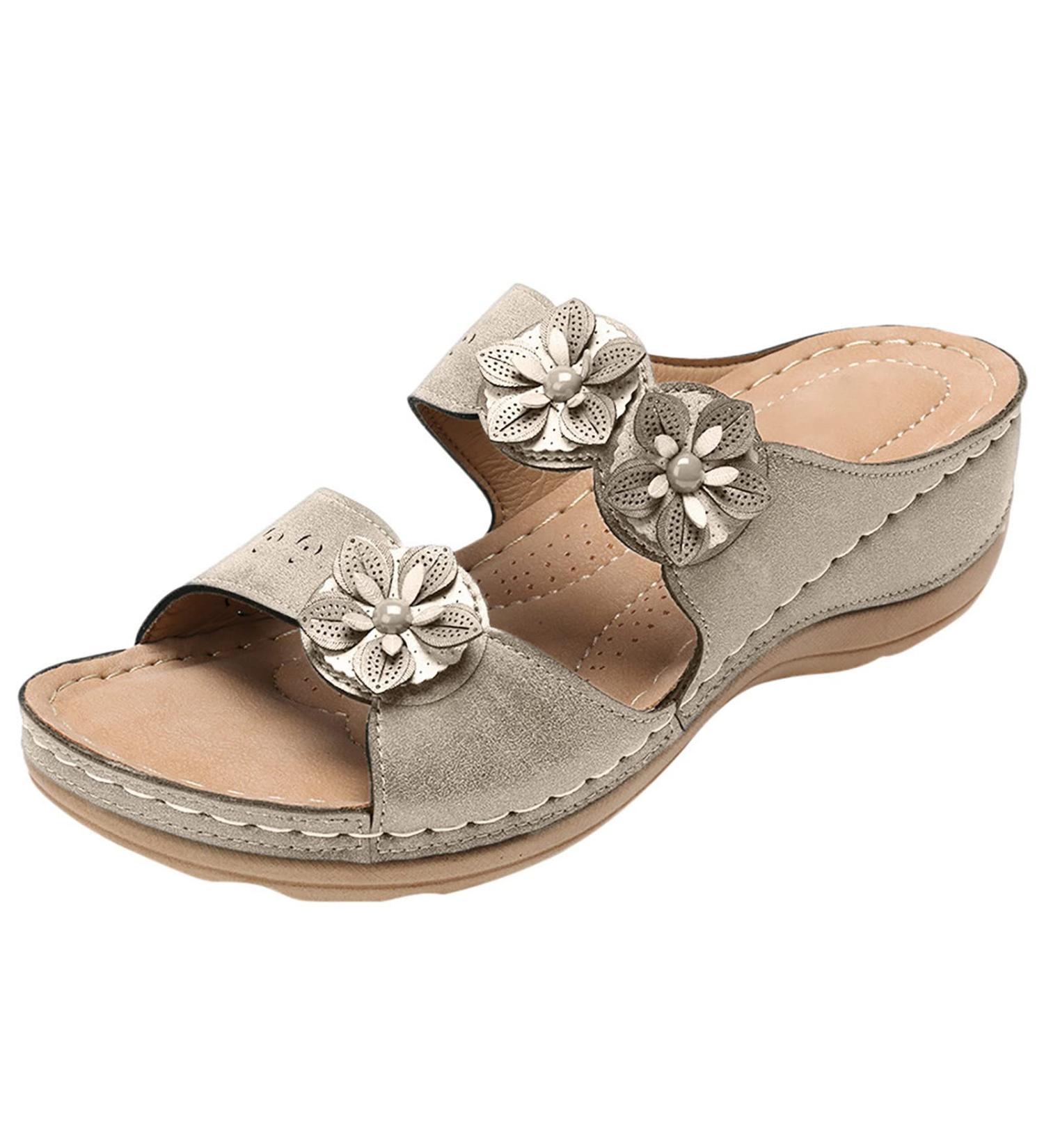 JWSVBF Orthotic Sandals Women's Wide Width Black Leather Slippers - 2023 Summer Fashion 7.5 Wide - Comfortable Walking Shoes for Bunions & Orthopedic Support - Buy Online on GoSupps.com