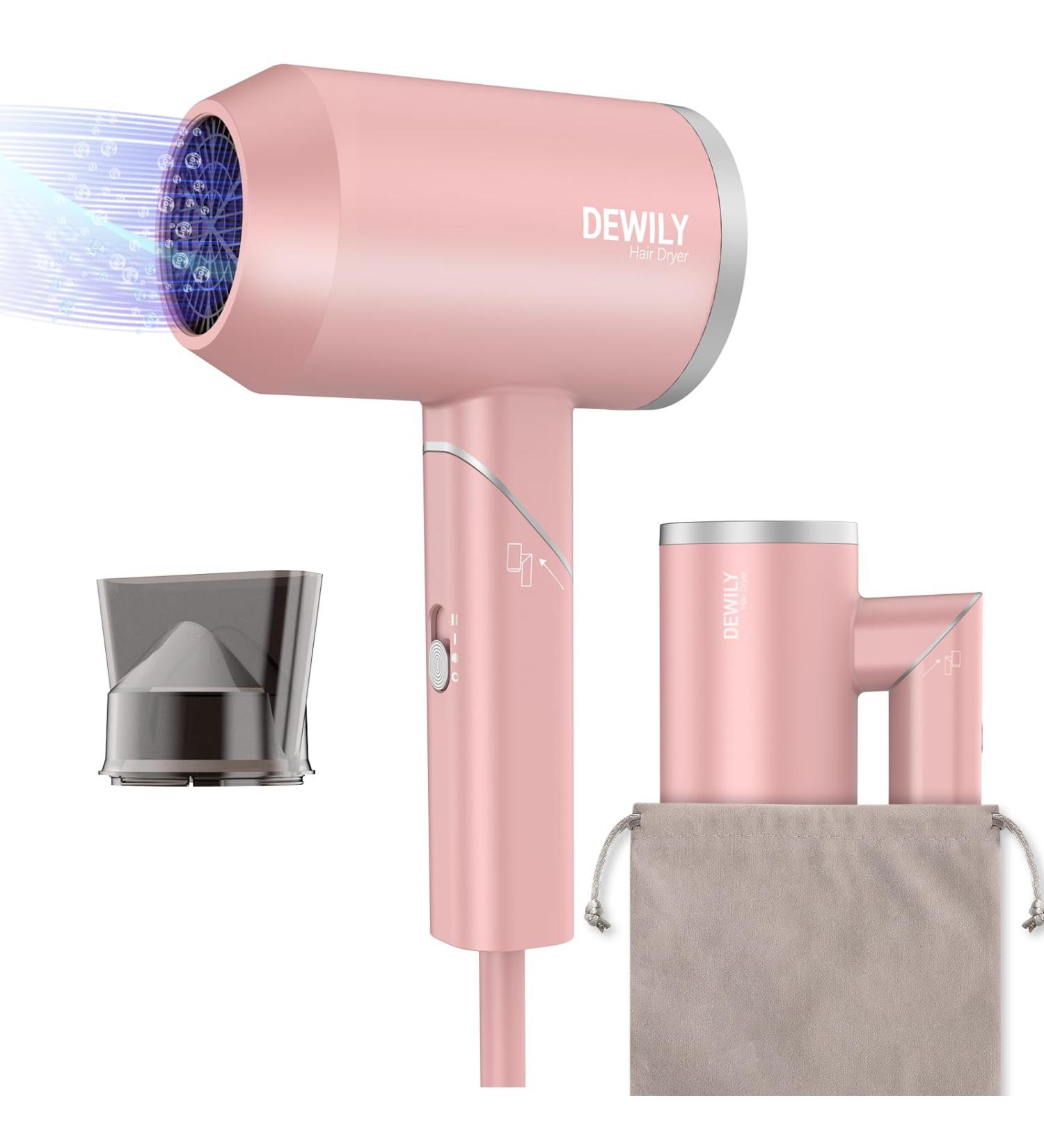 Buy Dewily Mini Foldable Hair Dryer - Ionic Travel Hair Dryer with 3 Heat Settings & Quiet Operation | Ideal for Family Use - Buy Online on GoSupps.com