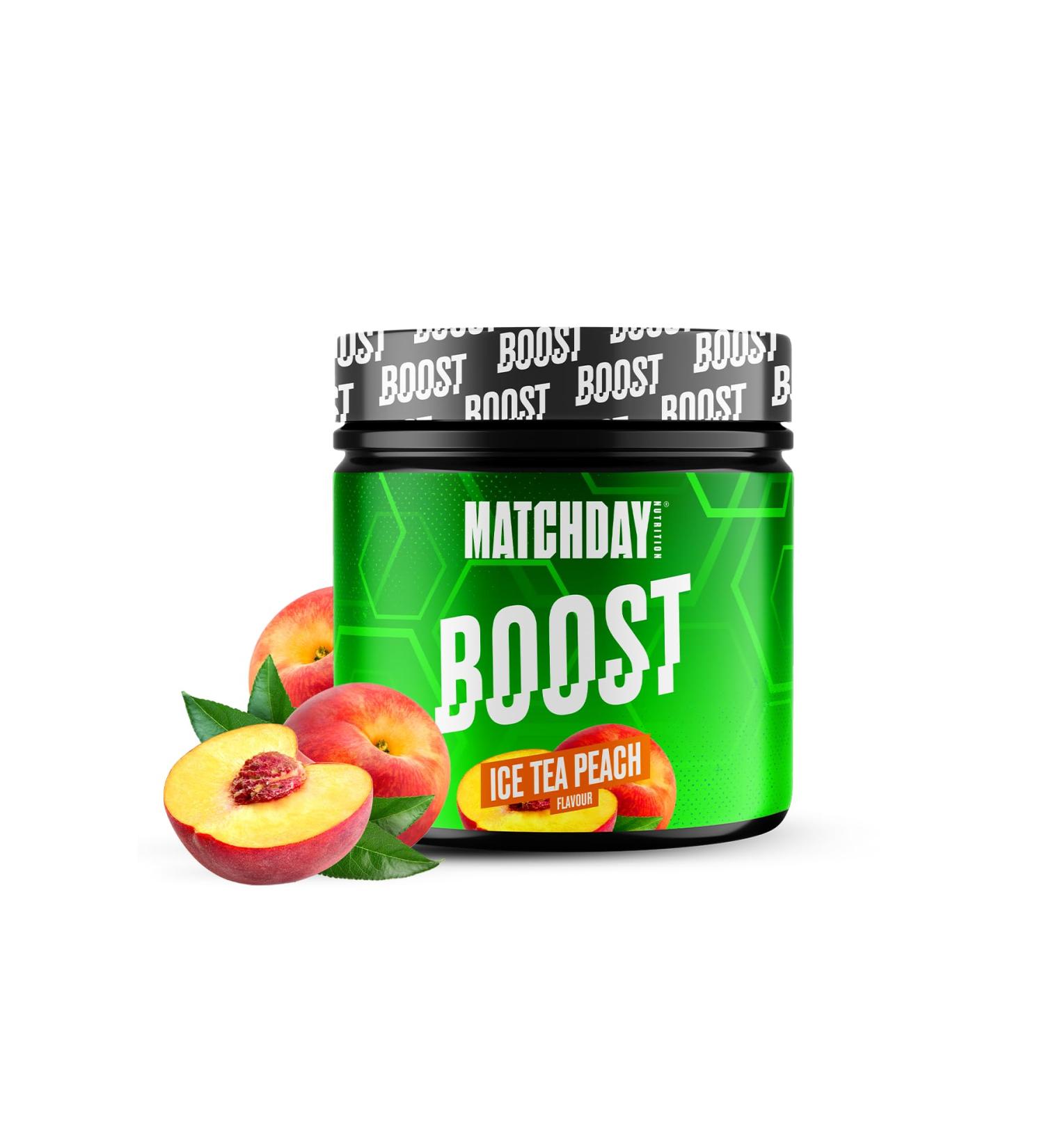 Matchday Nutrition Boost - 90 Minutes of Full Throttle Football | ATP Booster with Amino Acids & Carbs | Enhanced Speed Explosiveness & Endurance | 20 Portions (Ice Tea Peach) - Buy Online on GoSupps.com