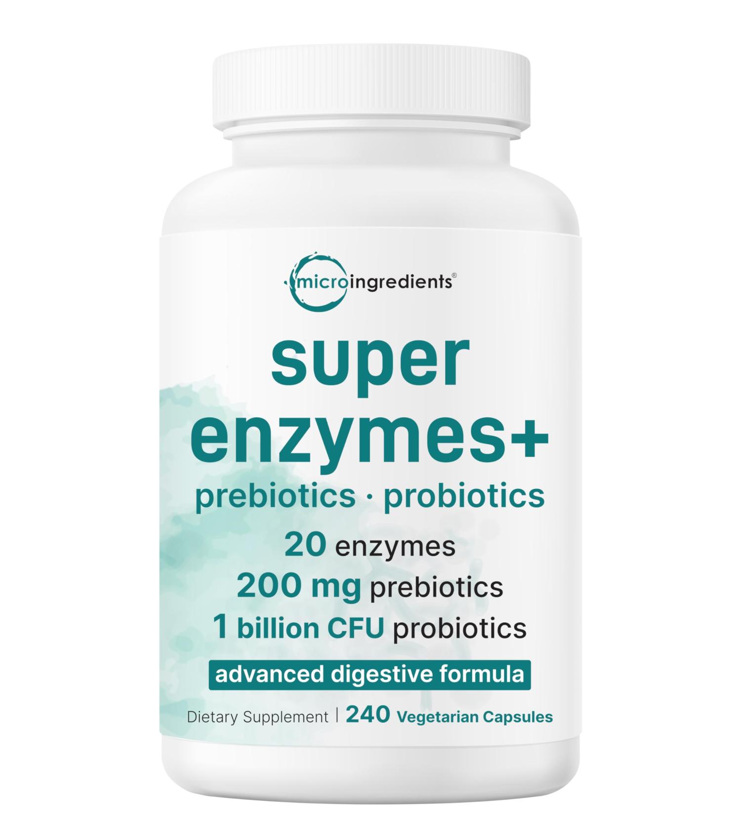 Super Enzymes with Prebiotics & Probiotics 240 Veggie Capsules | High Potency Digestive Enzymes For Women & Men | Probiotic Bromelain Psyllium Husk & More | Immune & Gut Health Support - Buy Online on GoSupps.com