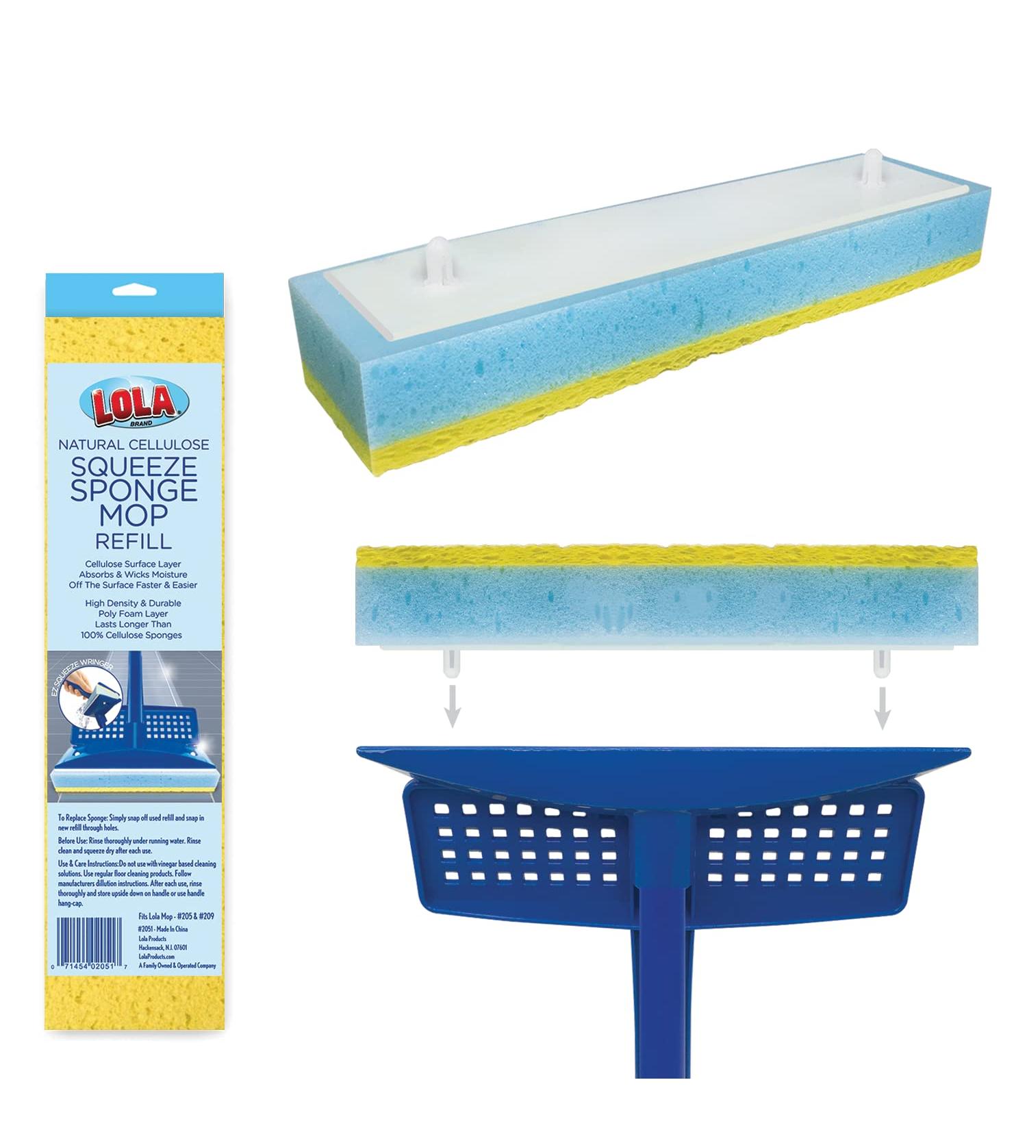 LOLA Natural Cellulose Squeeze Sponge Mop Refill - 9 Head - Super Absorbent - Durable - Easy Attachable - Lasts Longer - 1 Pack - Buy Online on GoSupps.com