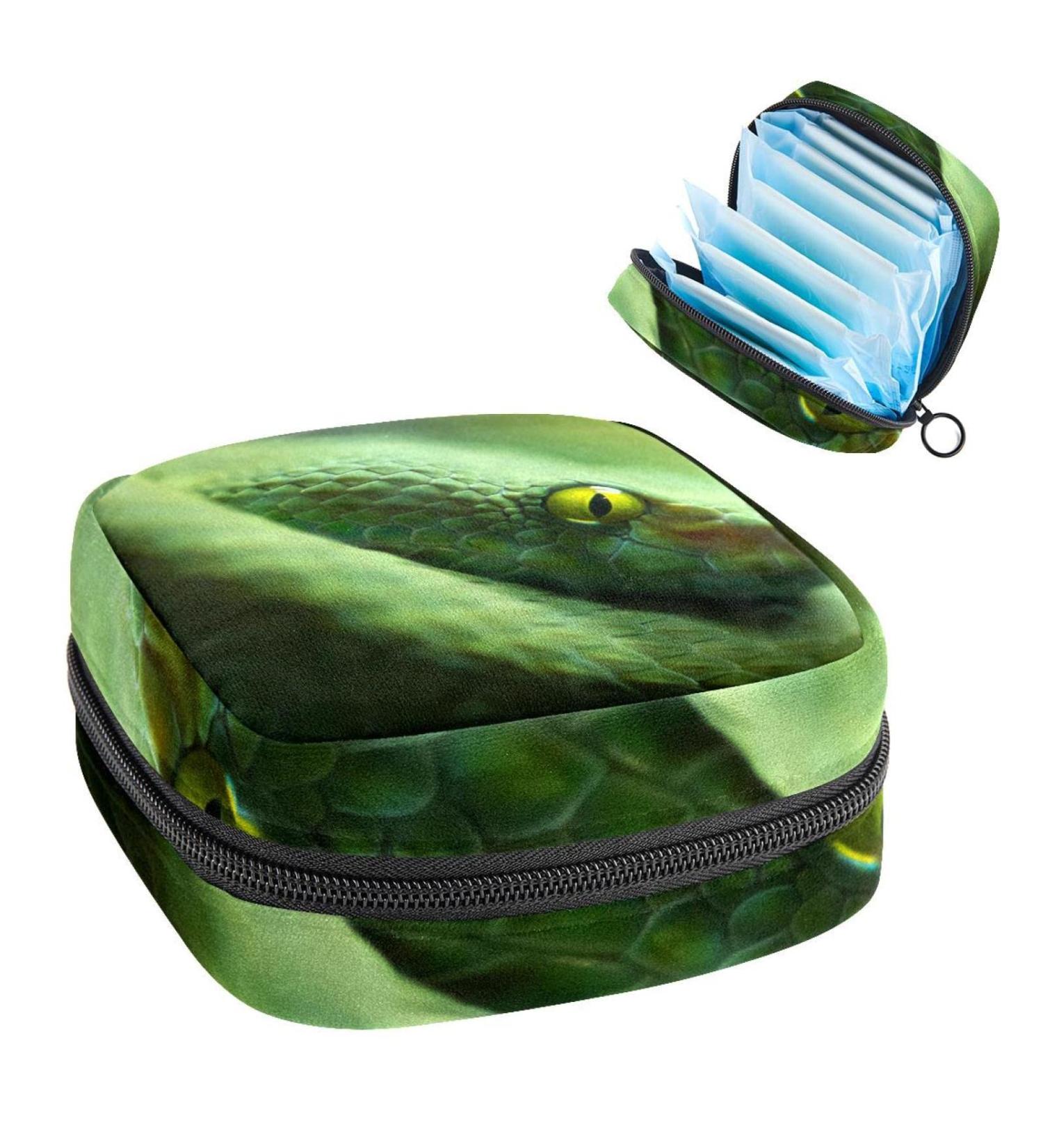 Green Snake Women's Storage Bag | Portable Menstrual Cup & Tampon Holder | Stylish Multicolored Period Pocket for Teens & Women - Buy Online on GoSupps.com