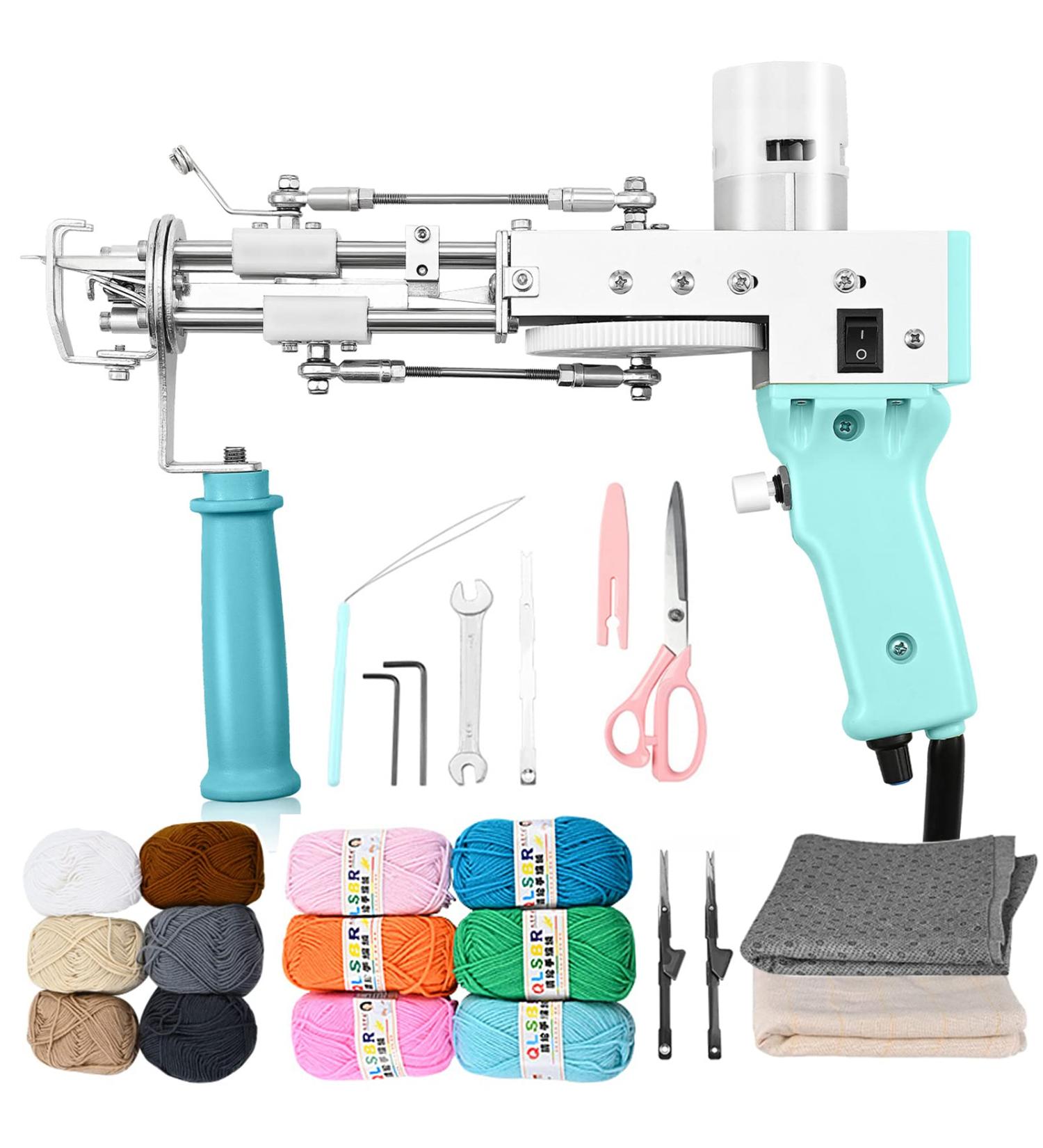 FancyBant Tufting Gun  2 in 1 Rug Gun Cut Pile and Loop Pile Rug Tufting Gun Kit  Handheld Knitting Rug Gun with Yarn Tufting Cloth Backing Cloth Tools Kit (Heart Green) Heart Green(Full Set) - Buy Online on GoSupps.com