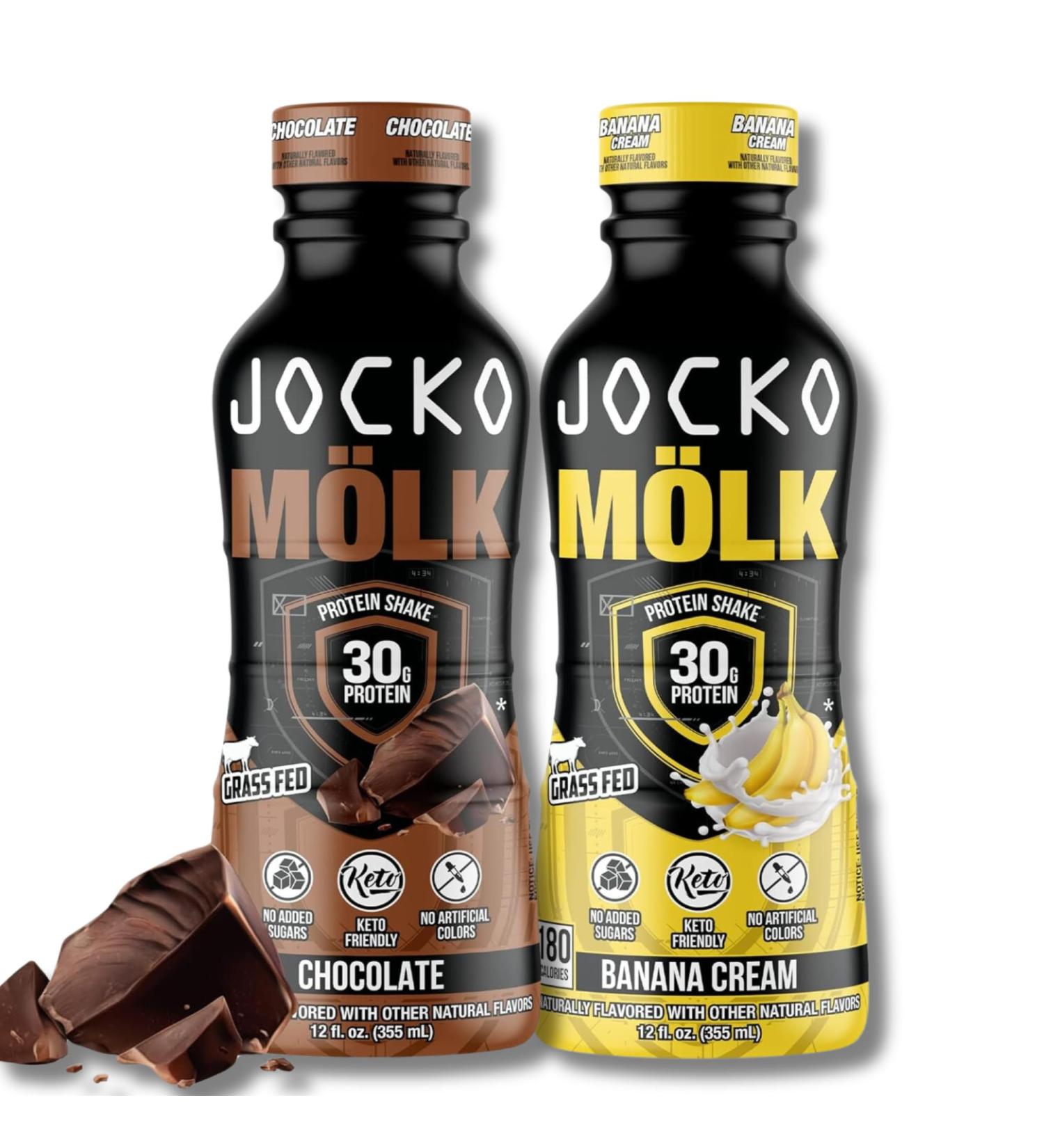 Jocko Fuel M lk RTD Protein Shakes Bundle - Chocolate & Banana Cream (24 Pack Total) - Buy Online on GoSupps.com