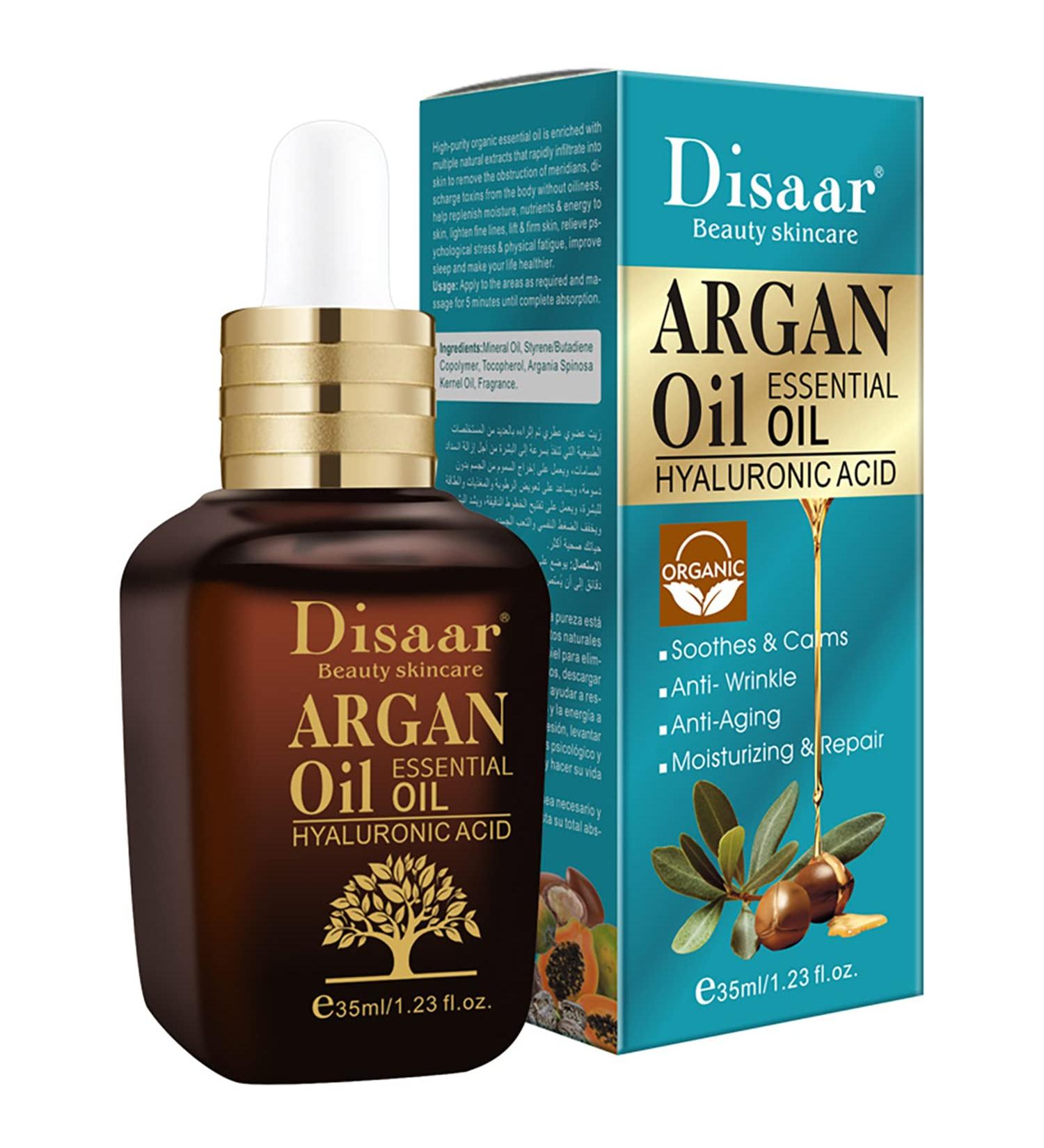 Argan Oil Essential Oil with Hyaluronic Acid - Anti-Aging Soothing & Moisturizing Skin Care 35ml - Buy Online on GoSupps.com