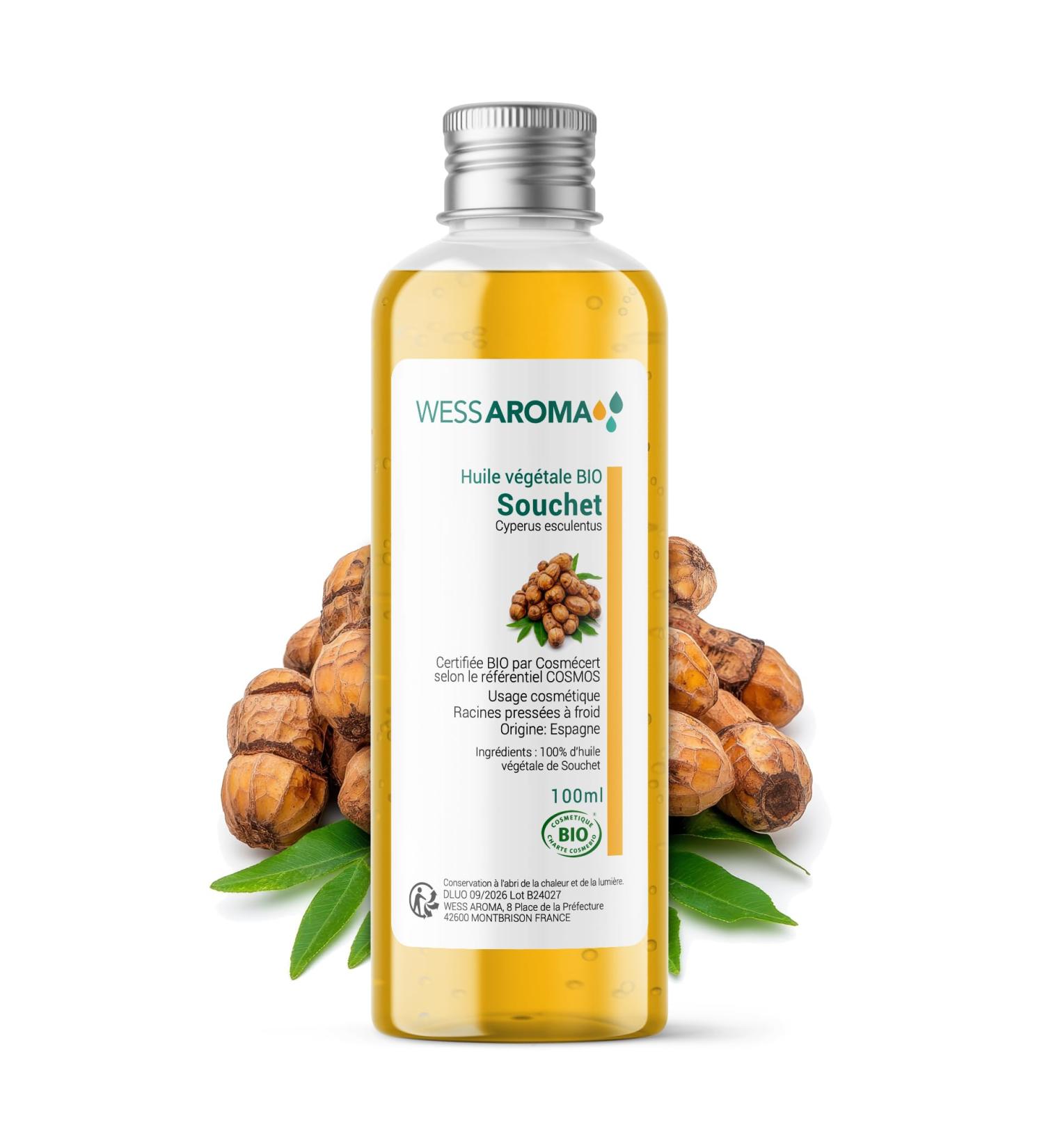  Wess Aroma Organic Tiger Nut Oil 100ml - Slows hair regrowth moisturizes and softens - COSMOS certified - Preservative-free - Buy Online on GoSupps.com