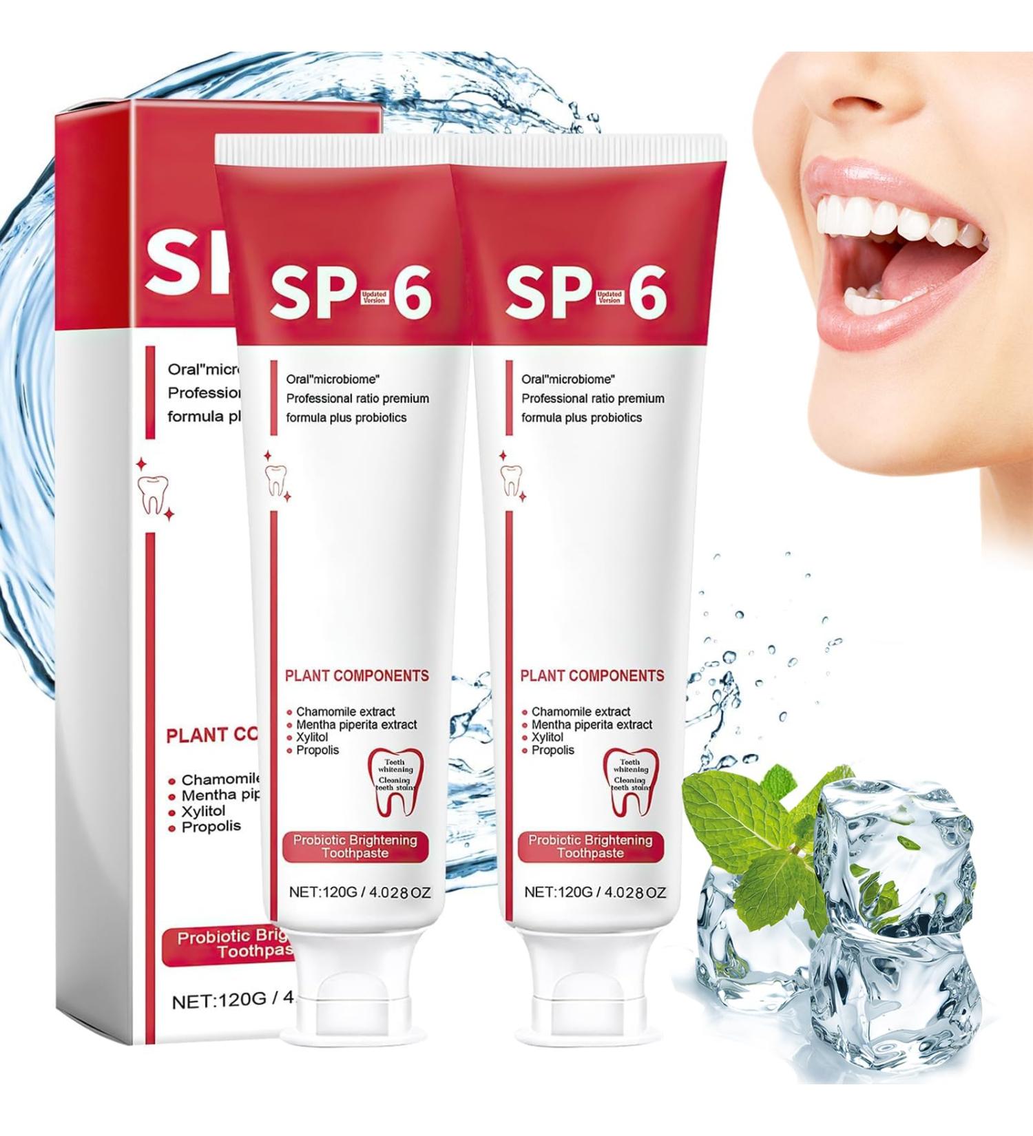 SP6 Ultra Whitening Toothpaste (2PCS) - Probiotic Deep Cleaning Brightening Formula for Fresh Breath - Buy Online on GoSupps.com