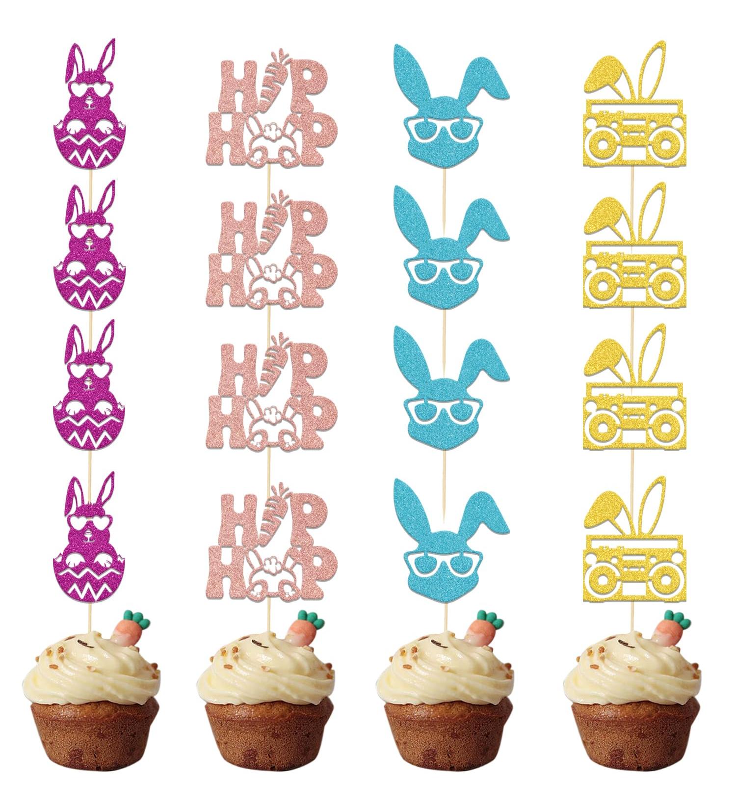 Hip Hop Easter Cupcake Toppers Bunny Themed Easter Cake Decorations Happy Easter Easter Kids Birthday Party Decor Supplies Gold Rose Gold - Buy Online on GoSupps.com