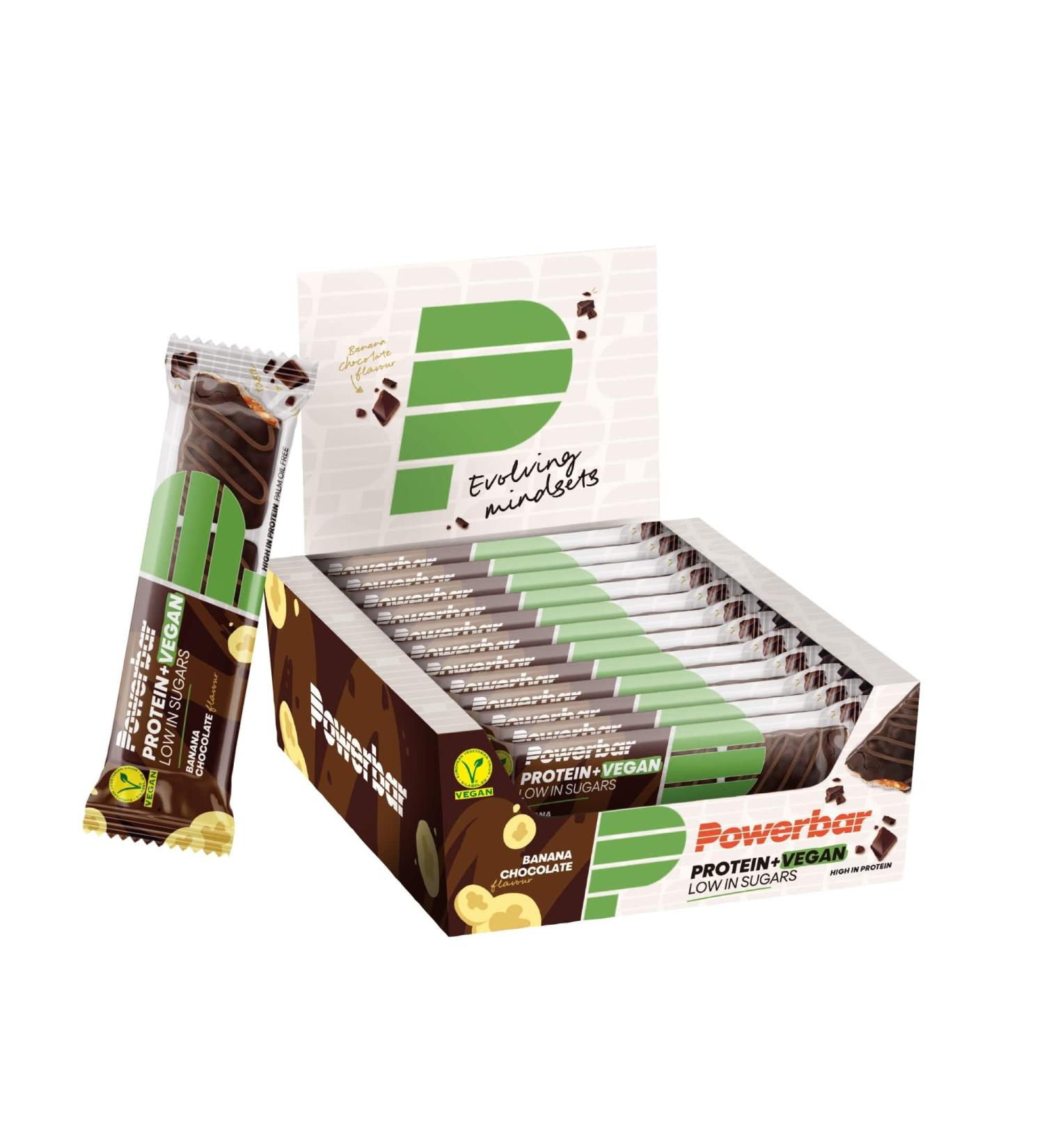 Powerbar Protein Plus Low Sugar Vegan Banana Chocolate 12x42g - High Protein Low Sugar Vegan Bar - Buy Online on GoSupps.com
